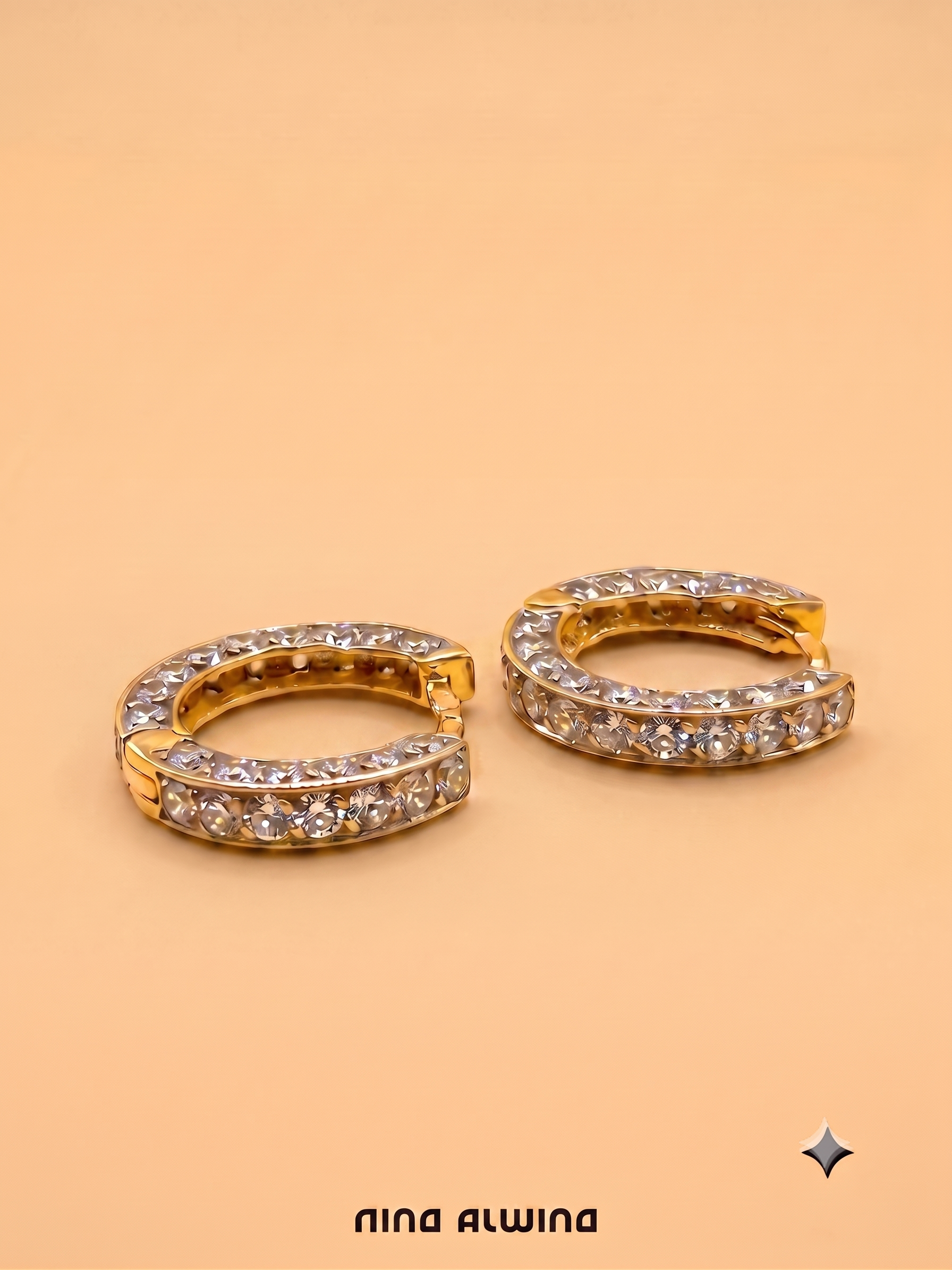 #1169 14k Ohrringe mit aufwendigem Steinbesatz -1.7cm