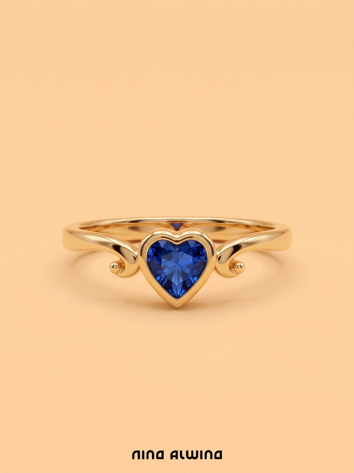 #1400 8k Ring with Sapphire - Ring Size 55.5