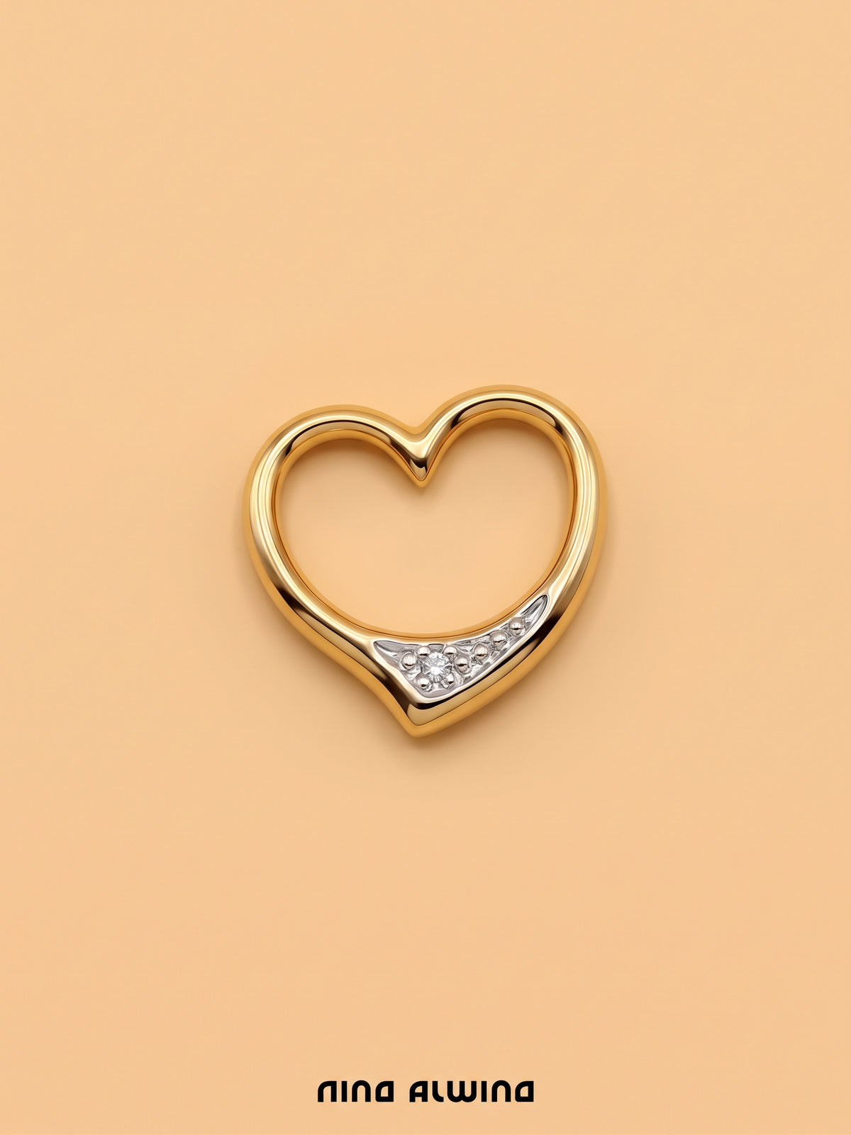 #1409 8k Anhänger Herz mit Diamant - 1.5cm
