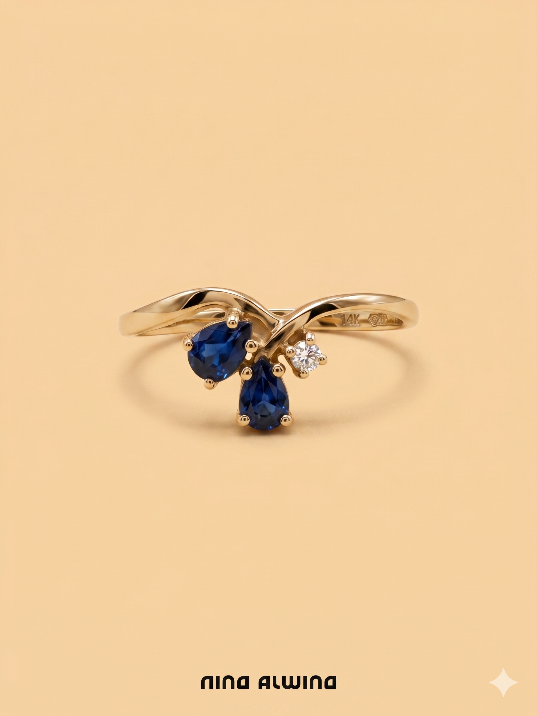 #1062 8k Ring mit Saphir & Diamant - RG 51