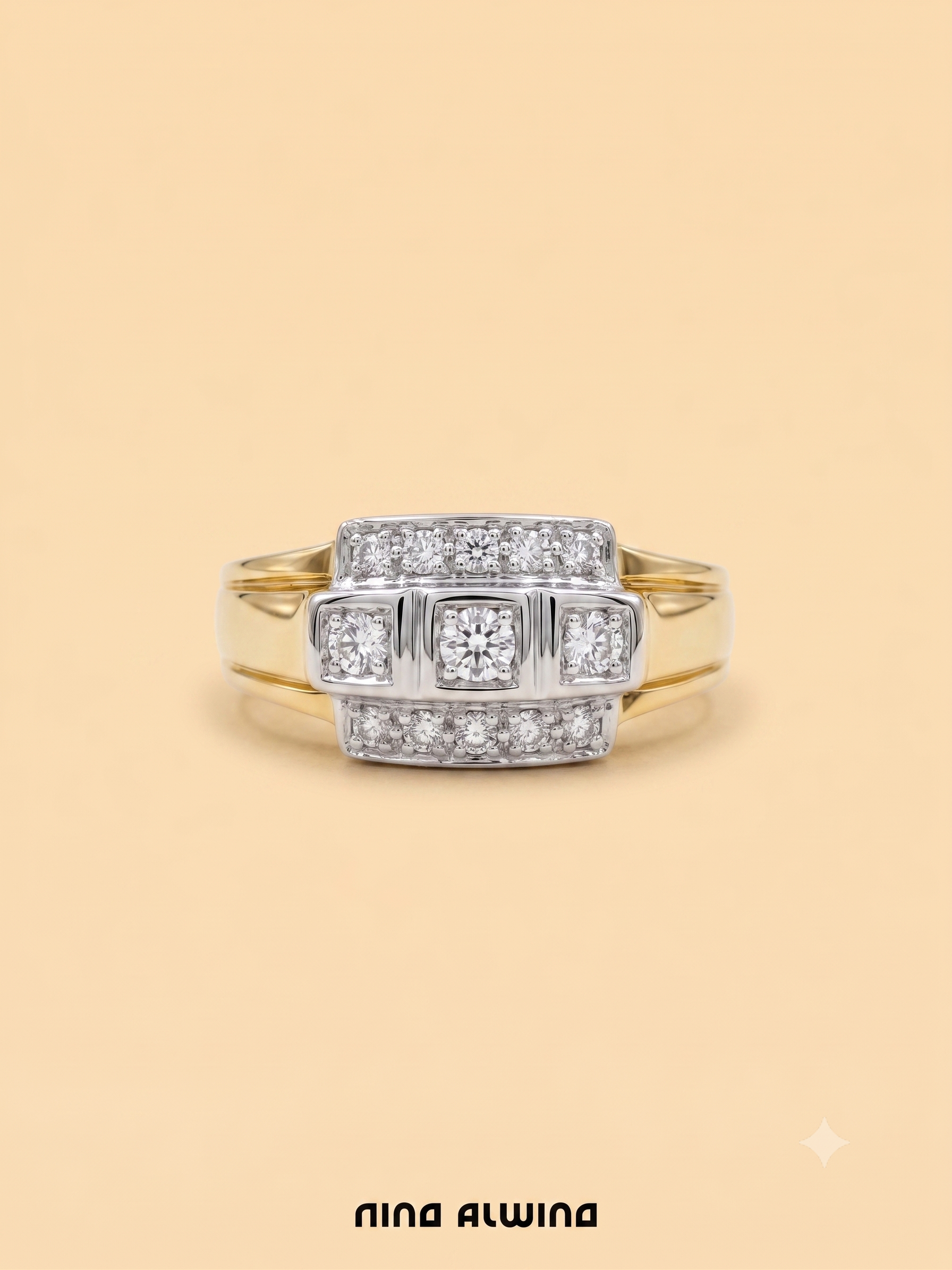 #1055 14k Ring mit 13 Diamanten - RG 54