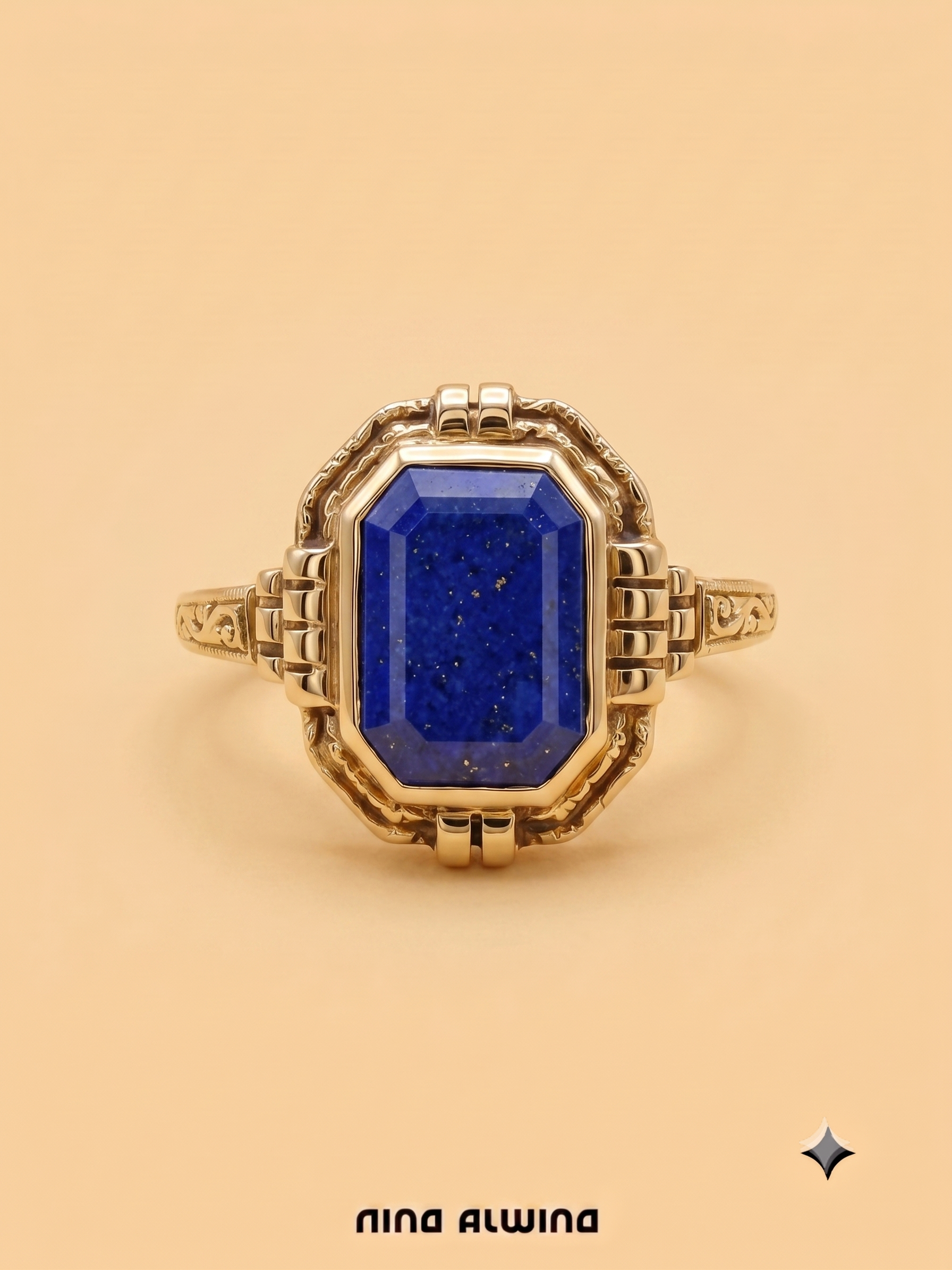 #1105 14k Ring mit Lapizlazuli - RG 52