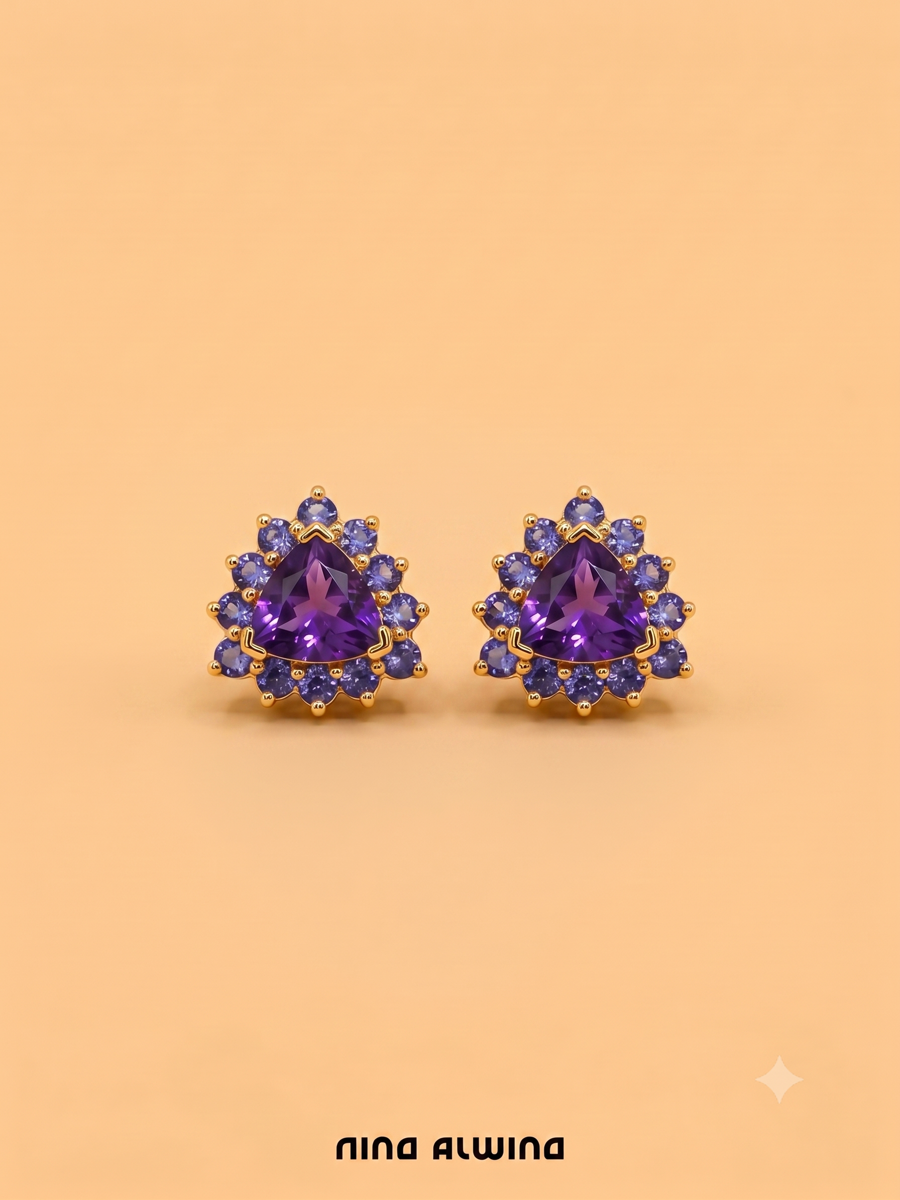 #1231 8k Ohrringe mit Tansaniten & Amethyst - 1.1cm