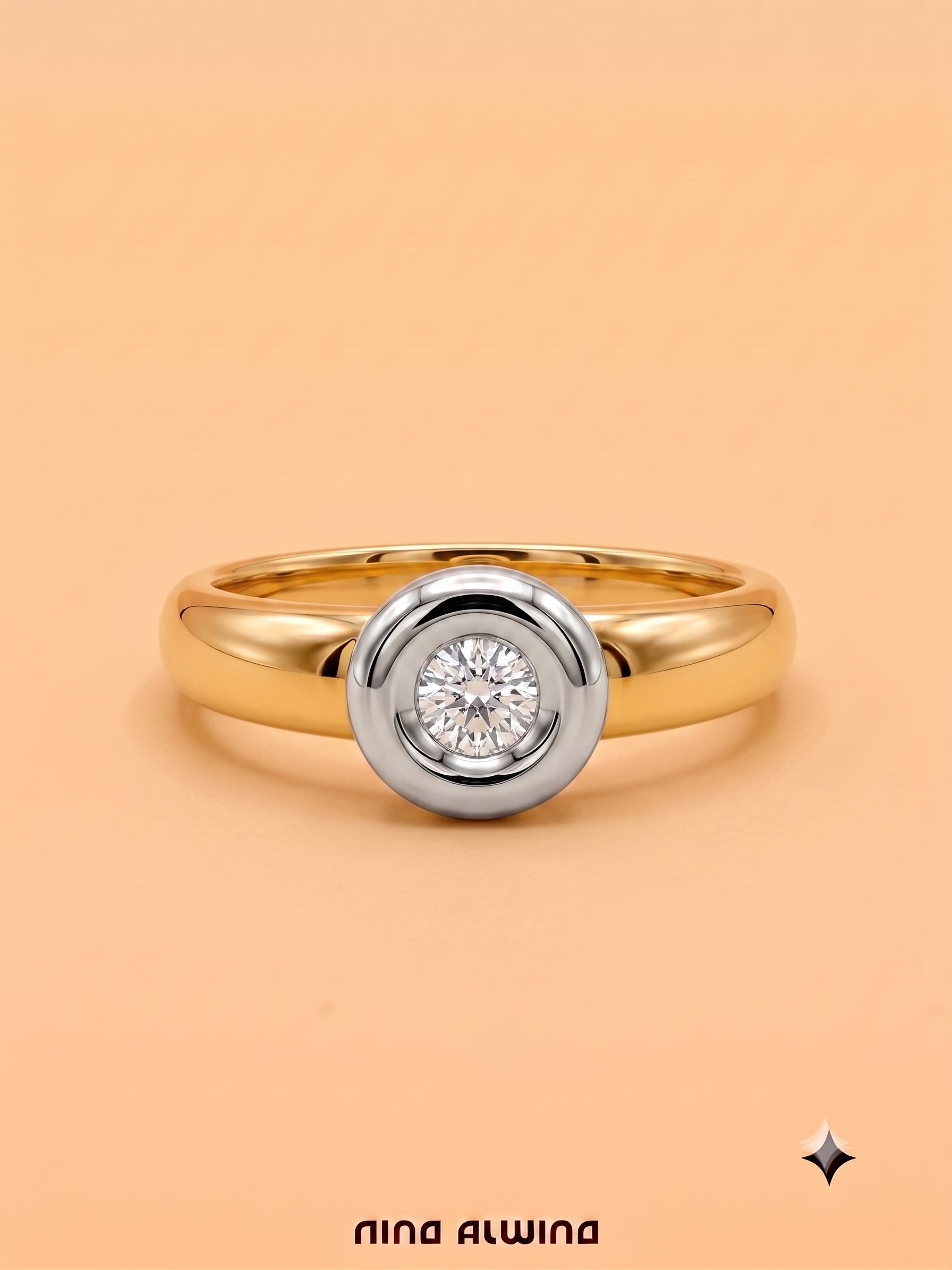 #1187 Massiver 14k Ring mit Diamant - RG 52