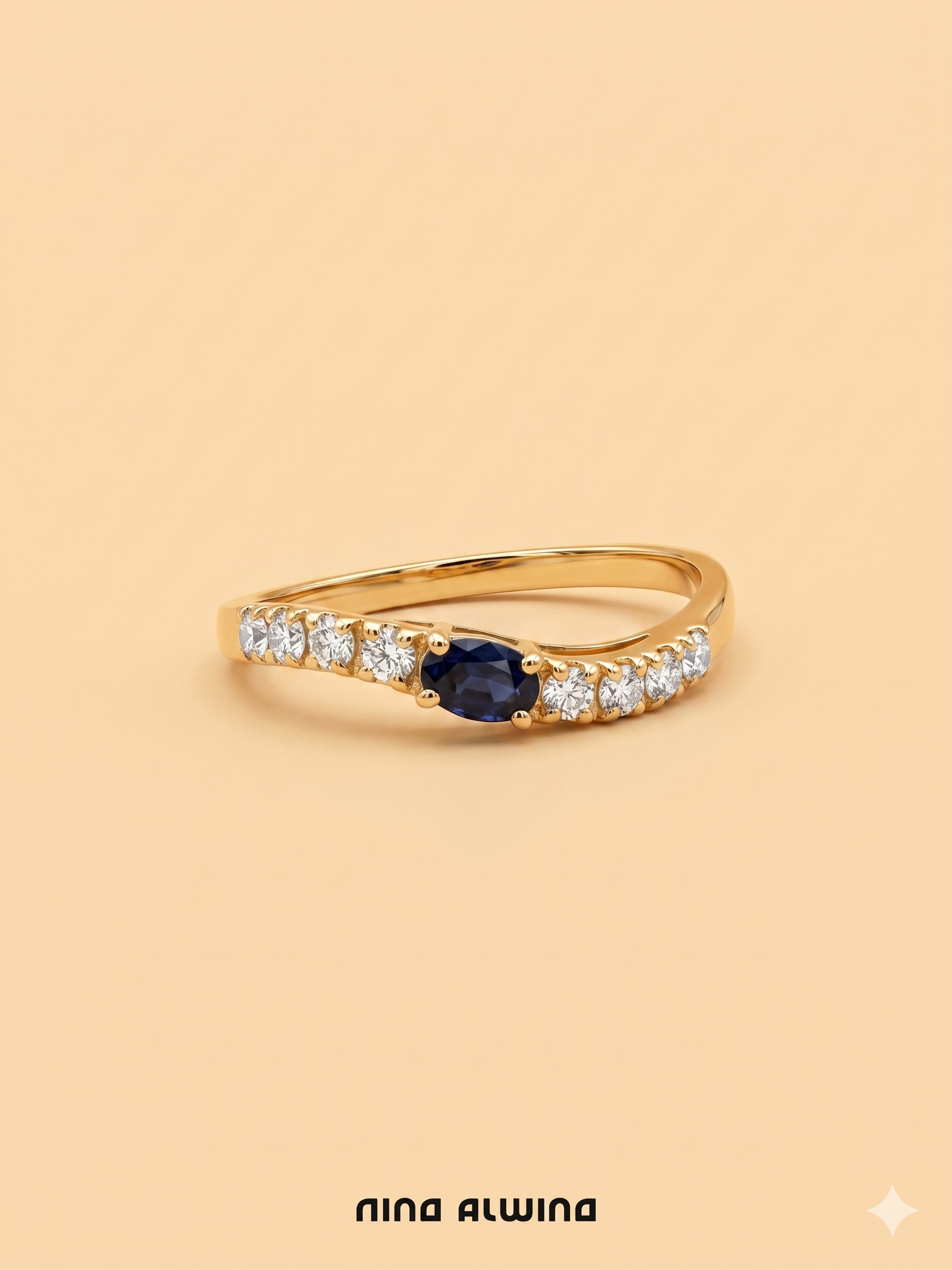 #956 14k Ring mit Saphir & Zirkonen - RG 54