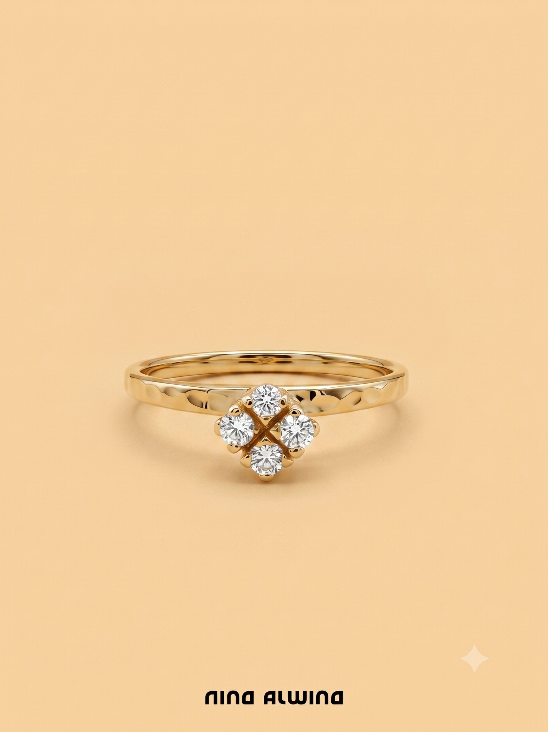 #1116 14k Ring mit 4 Diamanten - RG 51