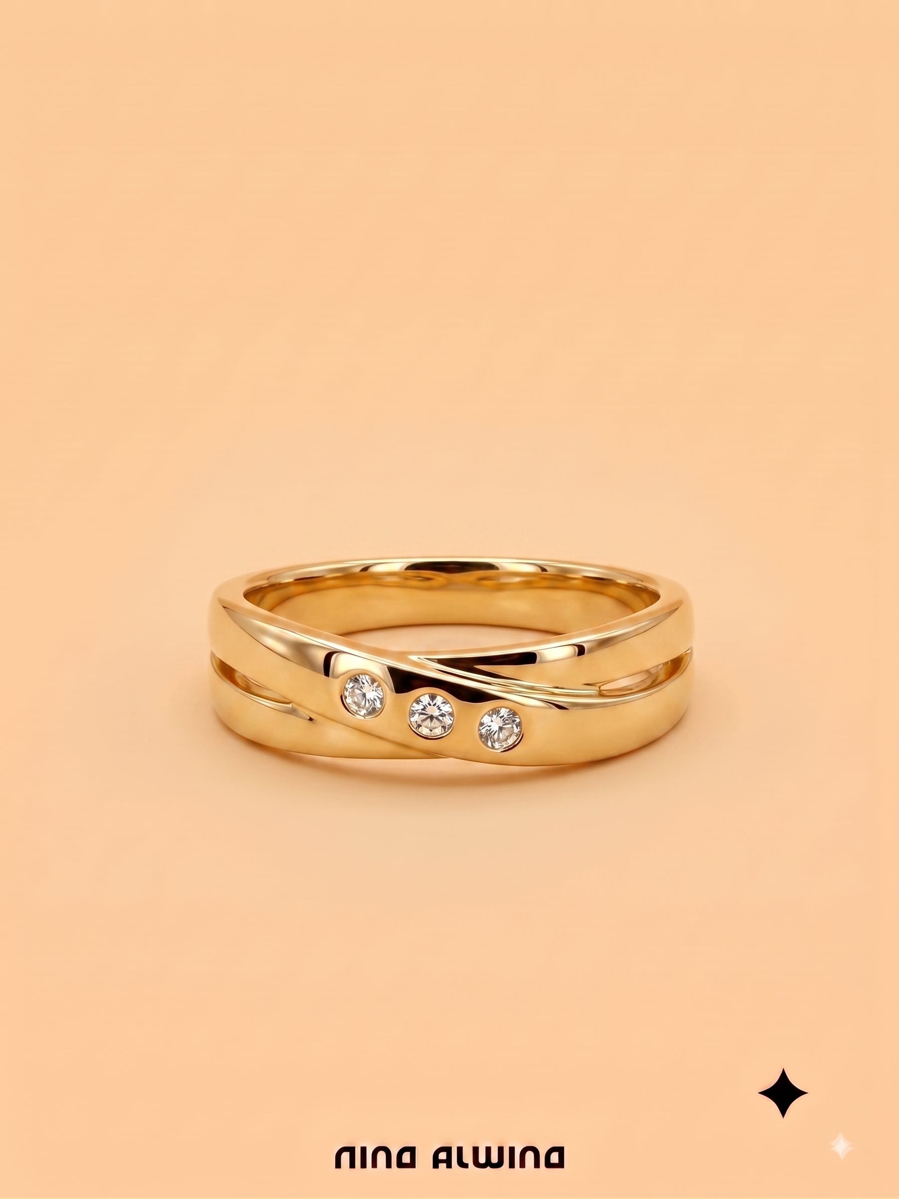 #1188 14k Ring with Pearls & Diamonds - Ring Size 58