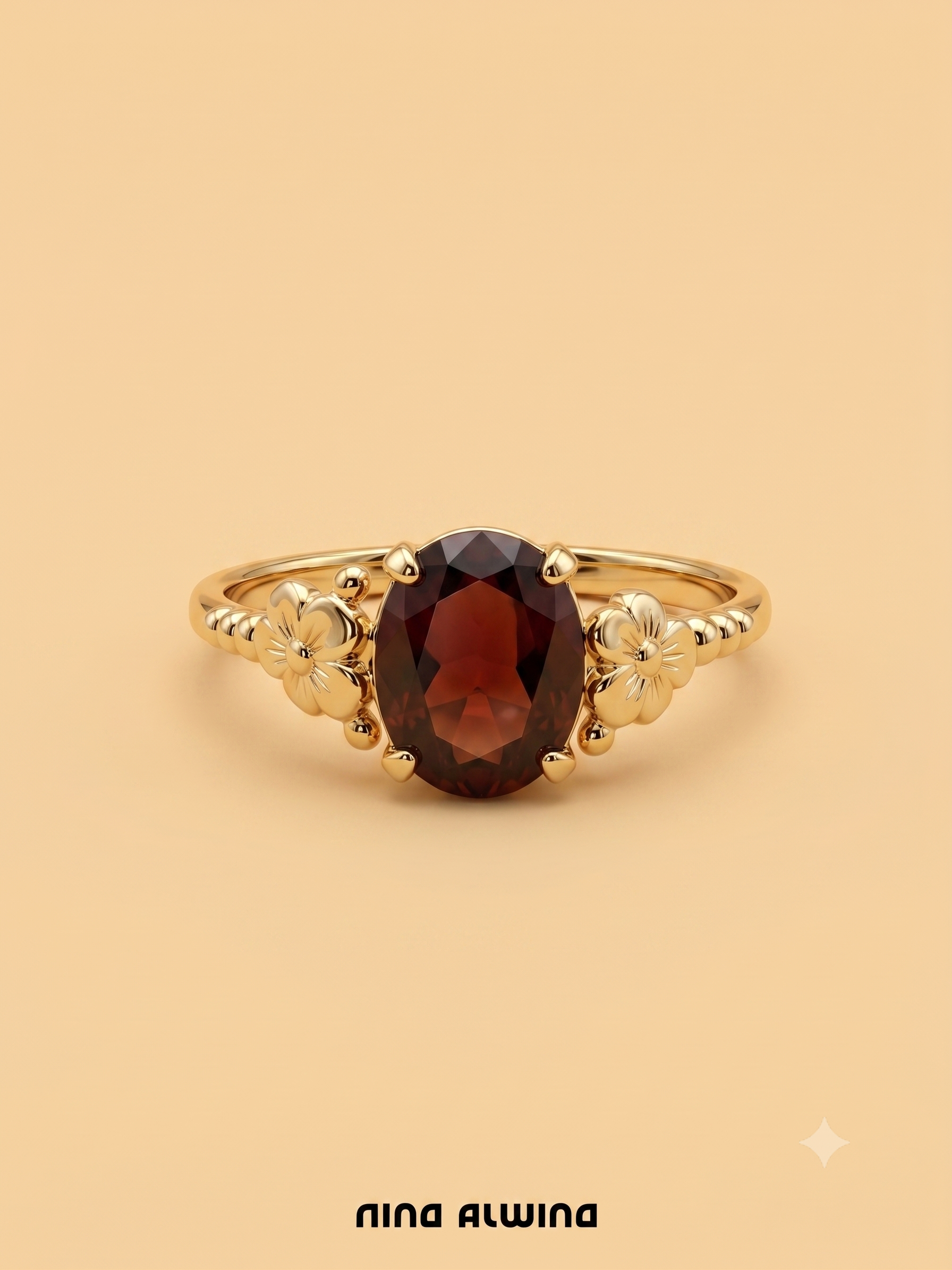 #1101 8k Ring mit Granat - RG 59