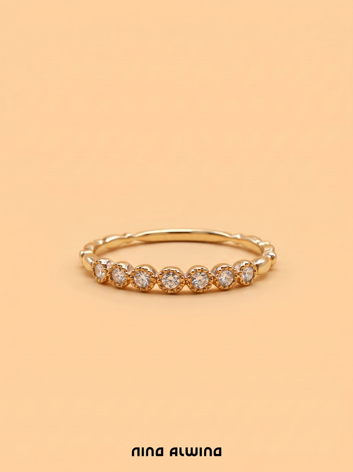 #1439 9k Ring mit 7 Diamanten - RG 53.5