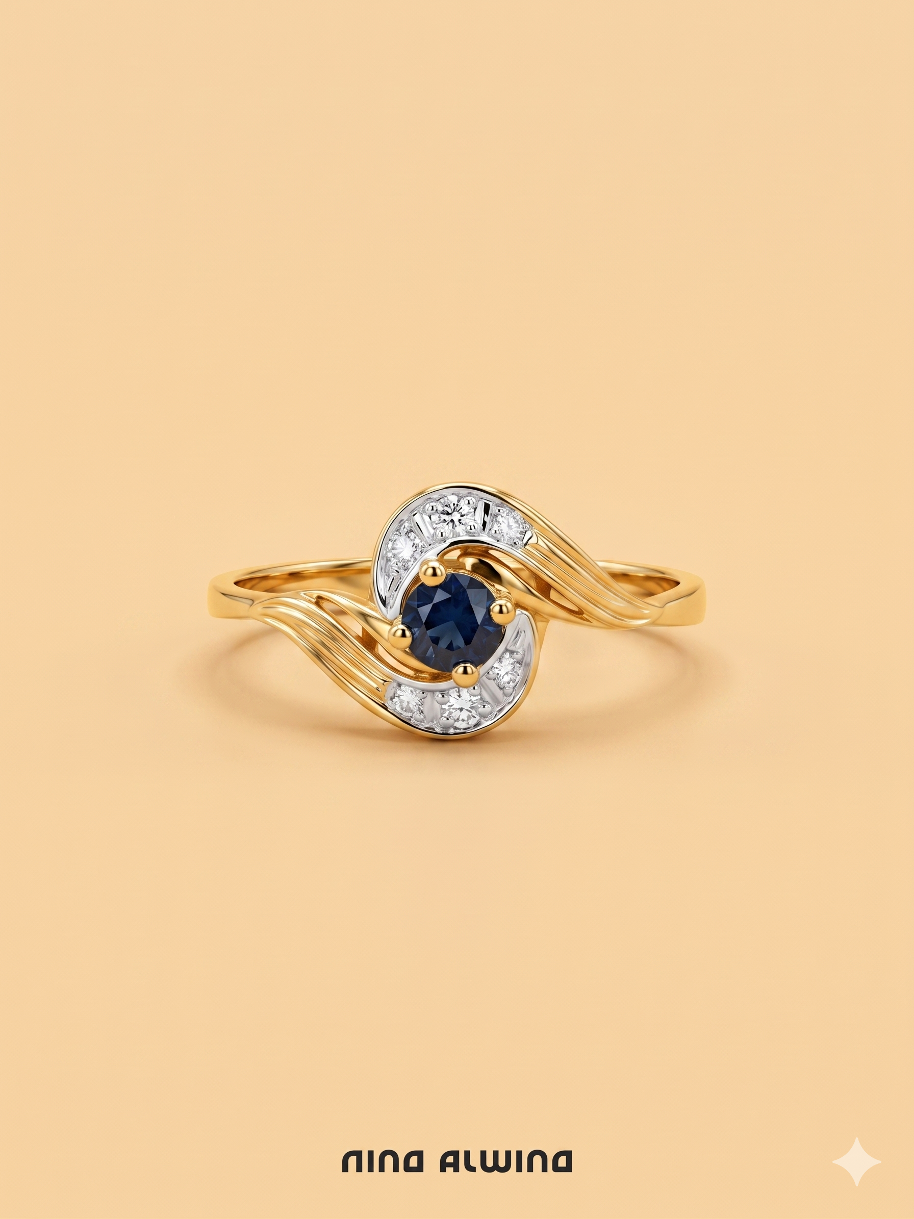 #934 8k Ring mit Saphir & 2 Diamanten - RG 63
