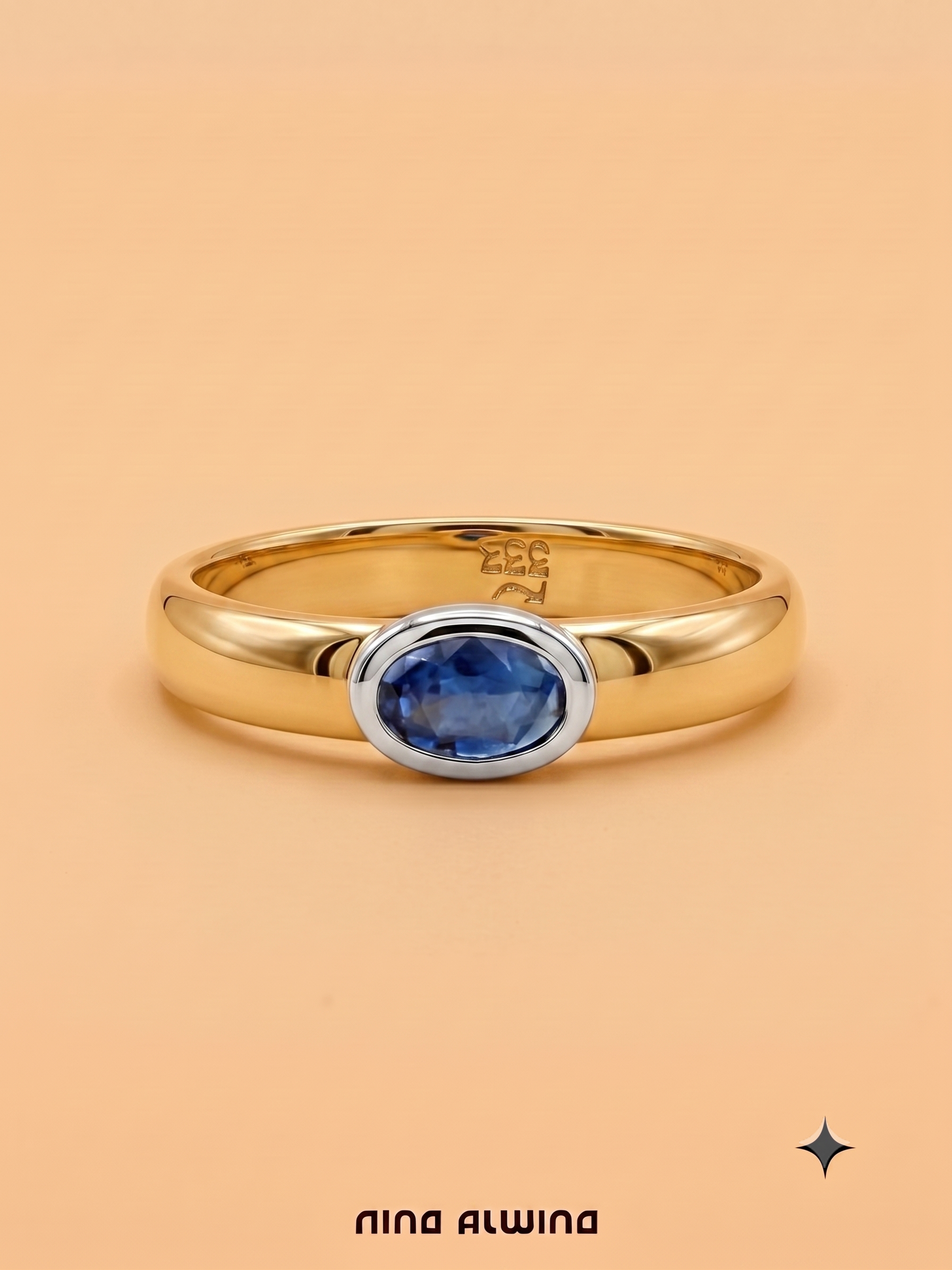 #1195 Massiver 8k Ring mit Saphir - RG 49.5