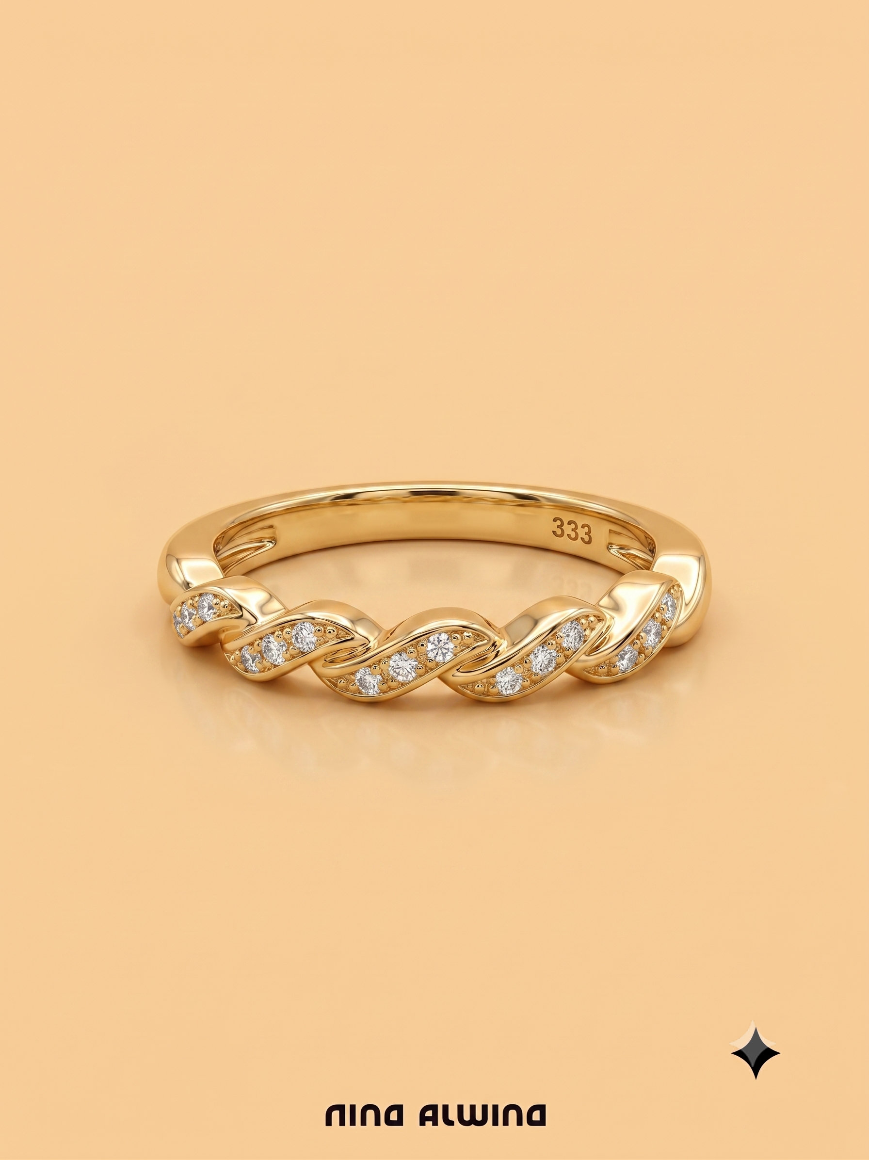 #1136 Massiver 8k Ring mit 15 Diamanten - RG 54