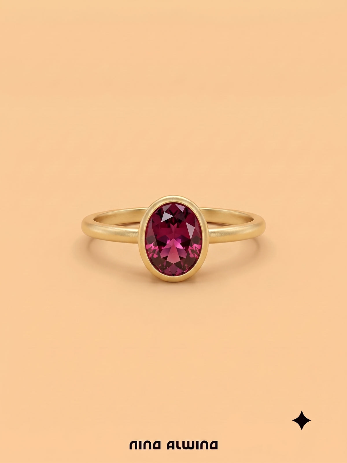 #1367 18k Ring mit Granat, matt - RG 51