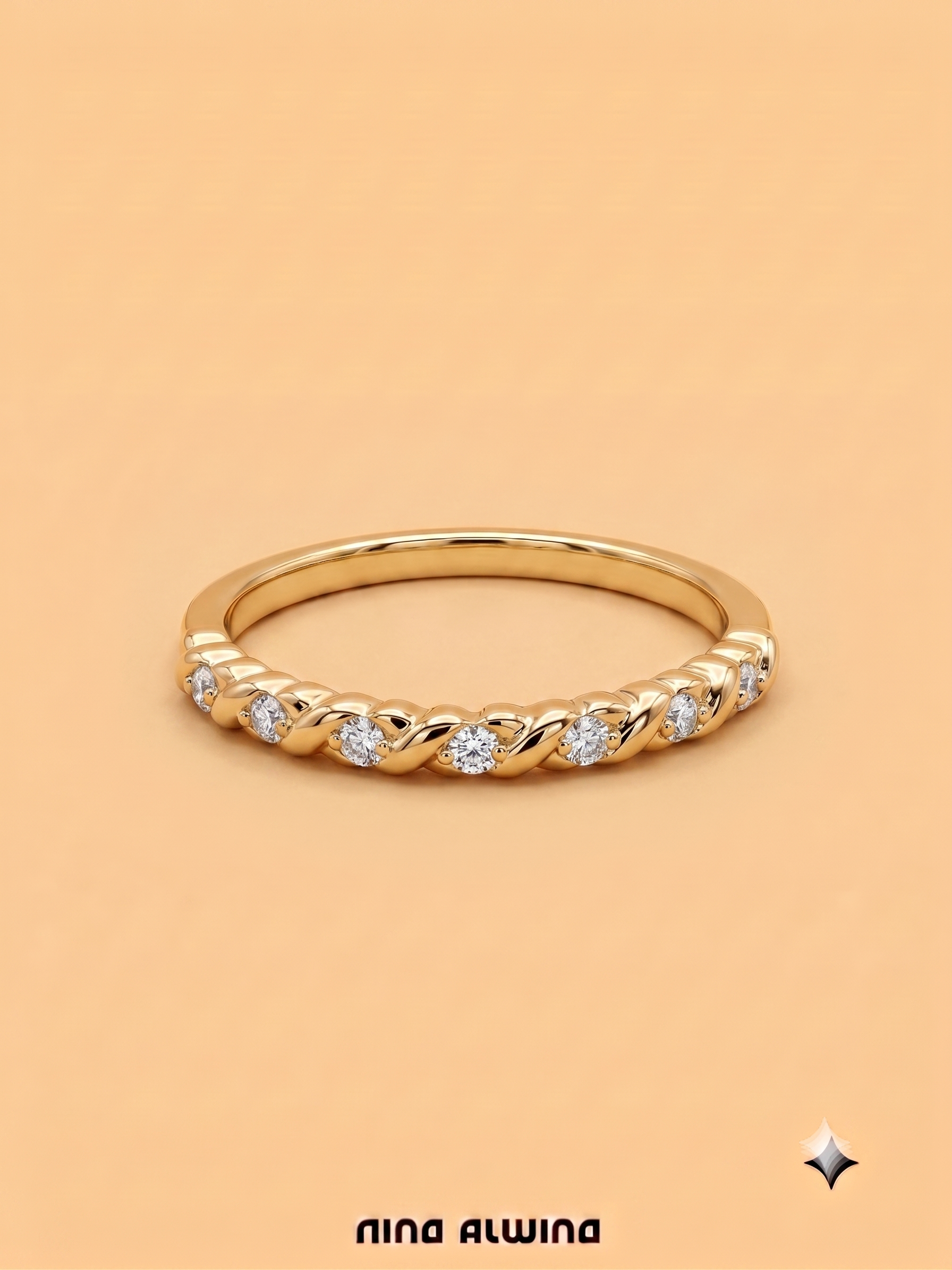 #1137 Massiver 8k Ring mit 7 Diamanten - RG 54