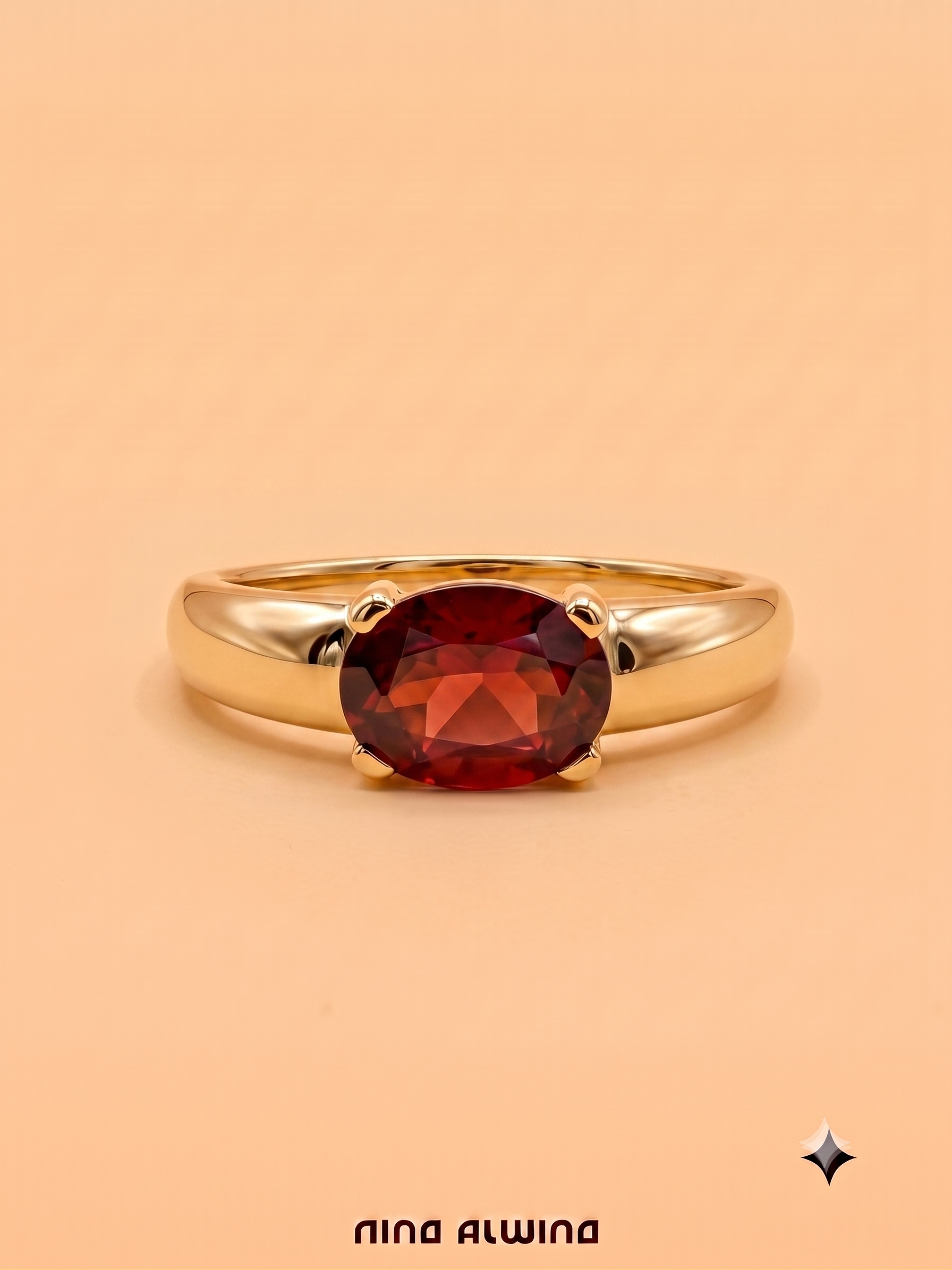 #1179 Massiver 8k Ring mit Granat - RG 57
