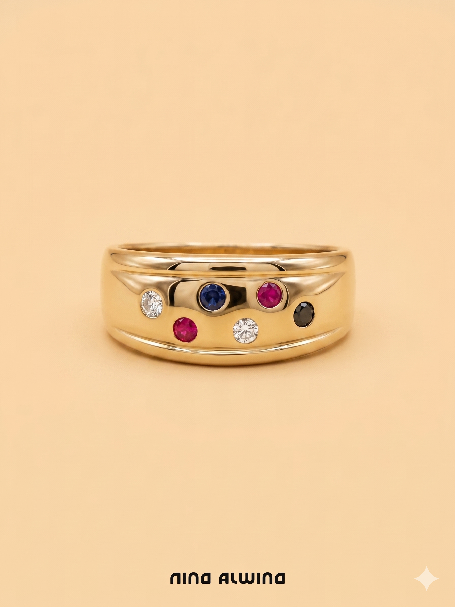 #1063 8k Ring mit Diamant, Rubin, Saphir - RG 58