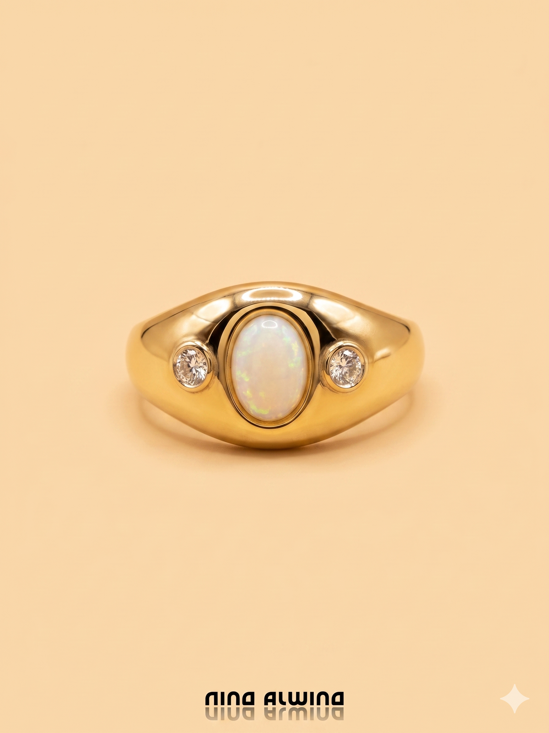 #959 8k Ring mit Opal & Diamanten - RG 53