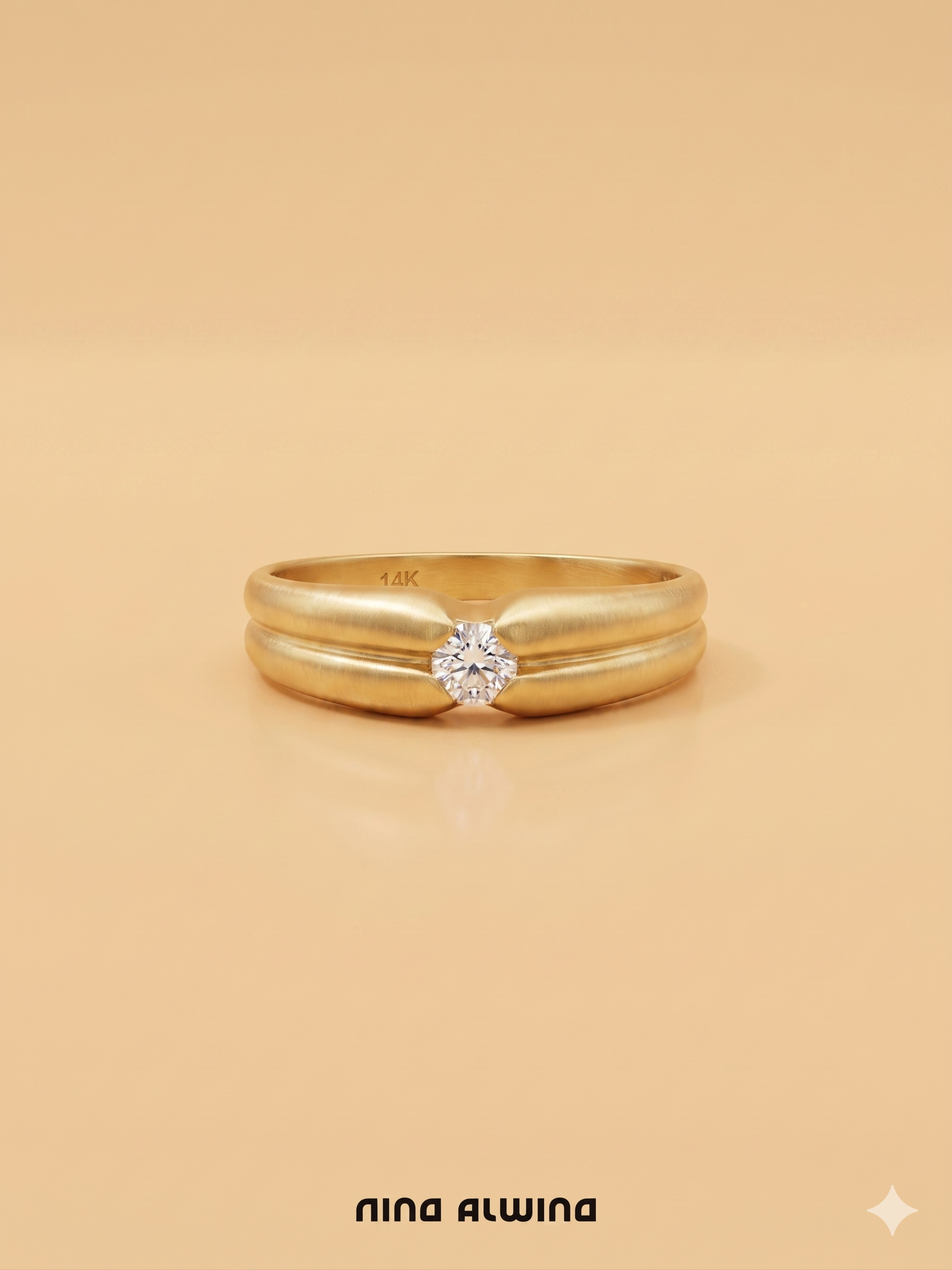 #1023 Massiver 14k Ring mit Zirkonia - RG 55