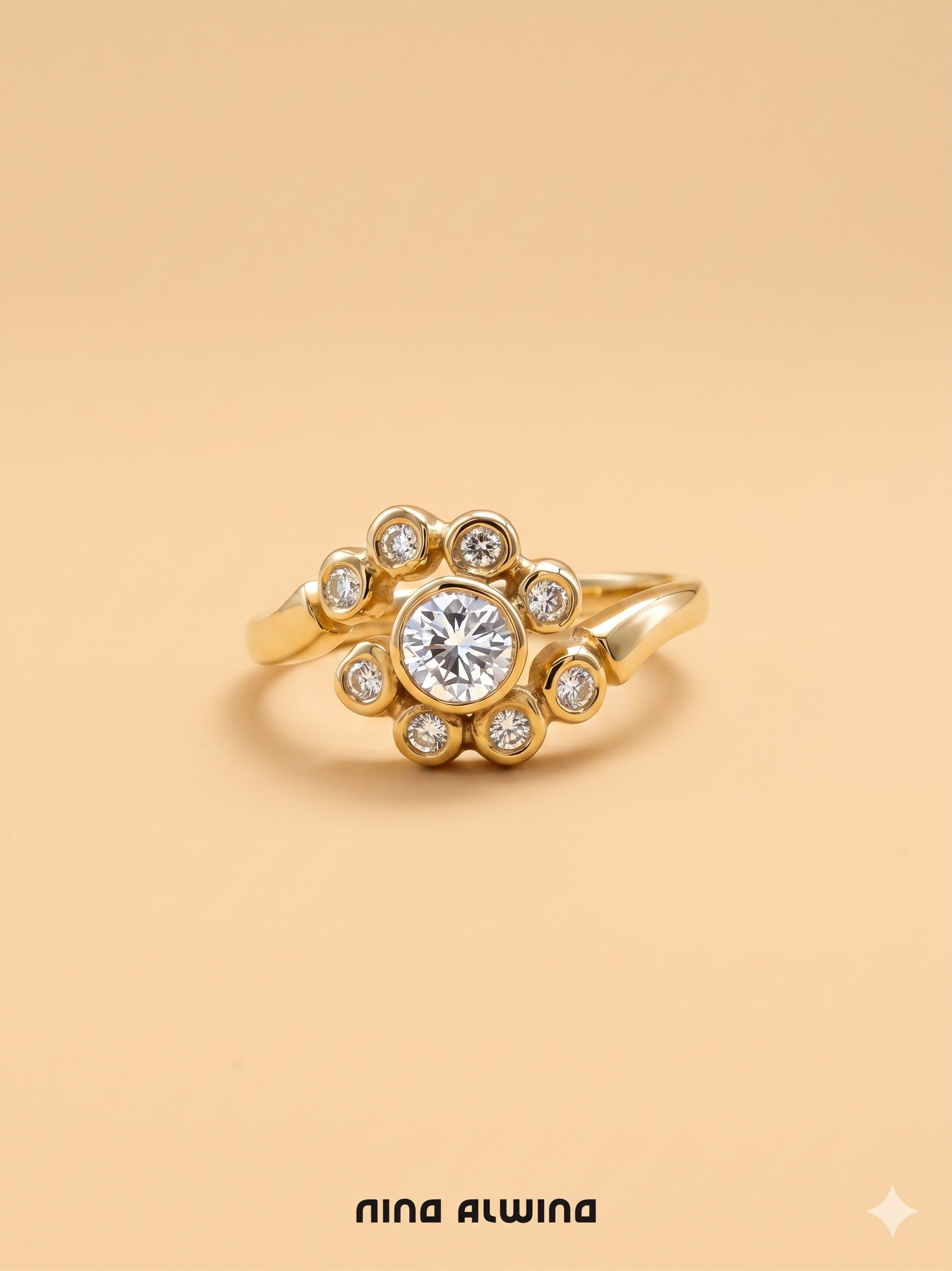 #1016 14k Ring mit 8 Diamanten - RG 46