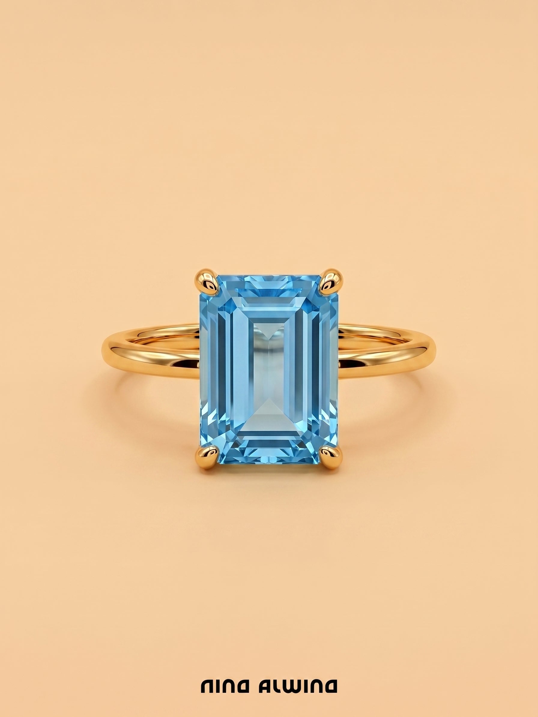 #1298 14k Ring mit Blautopas - RG 54