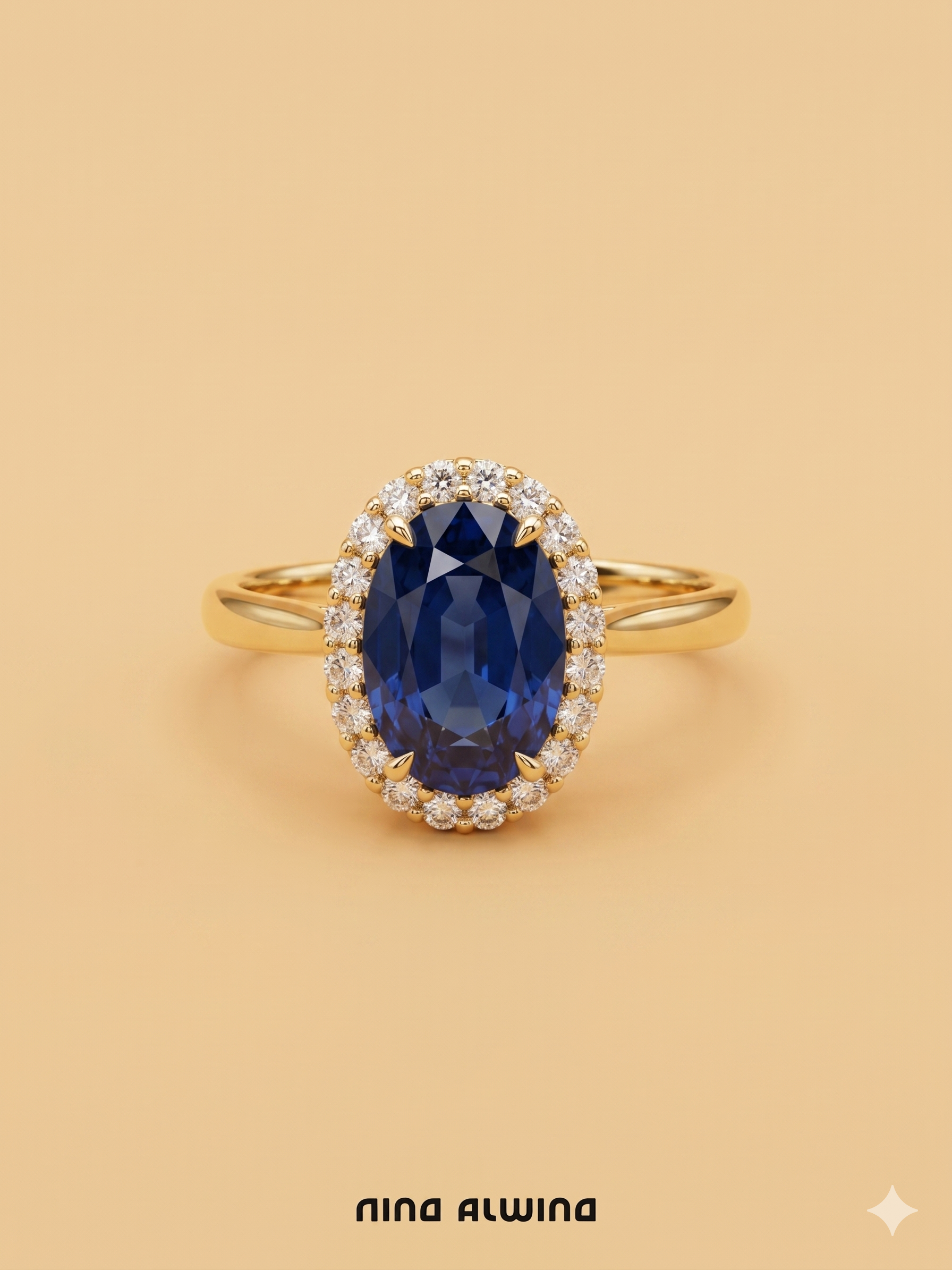 #1054 14k Ring mit Saphir & Diamanten - RG 53