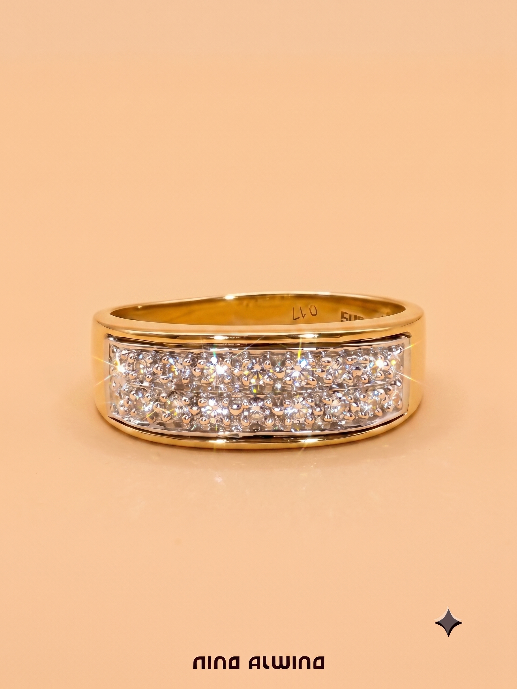#1160 14k Ring mit 14 Diamanten - RG 55