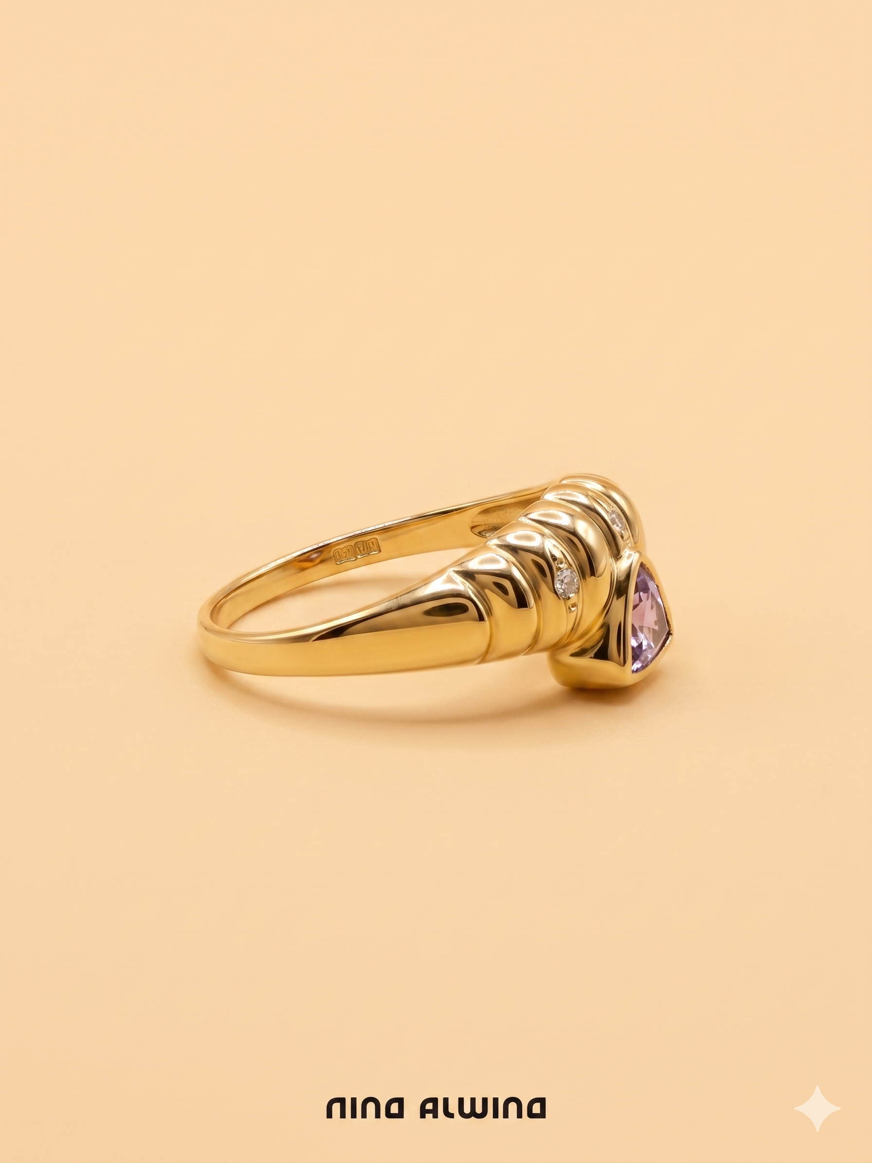 #928 8k Ring mit Amethyst & 2 Diamanten - RG 52