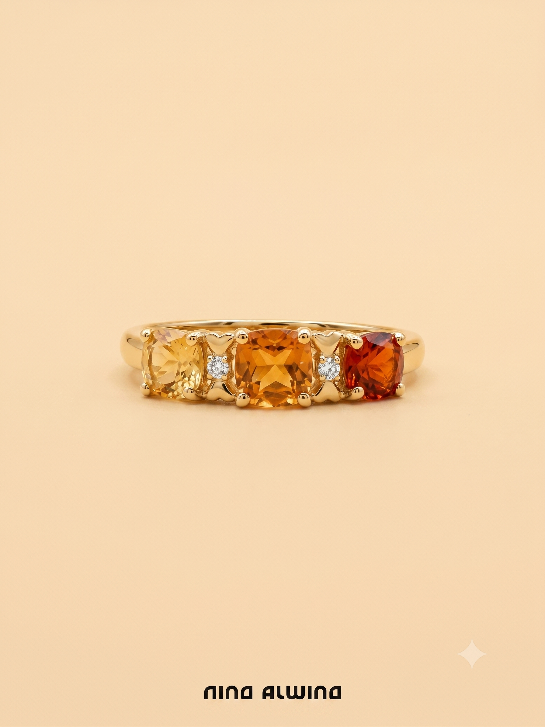 #1055 8k Ring mit Citrinen & Diamanten - RG 57