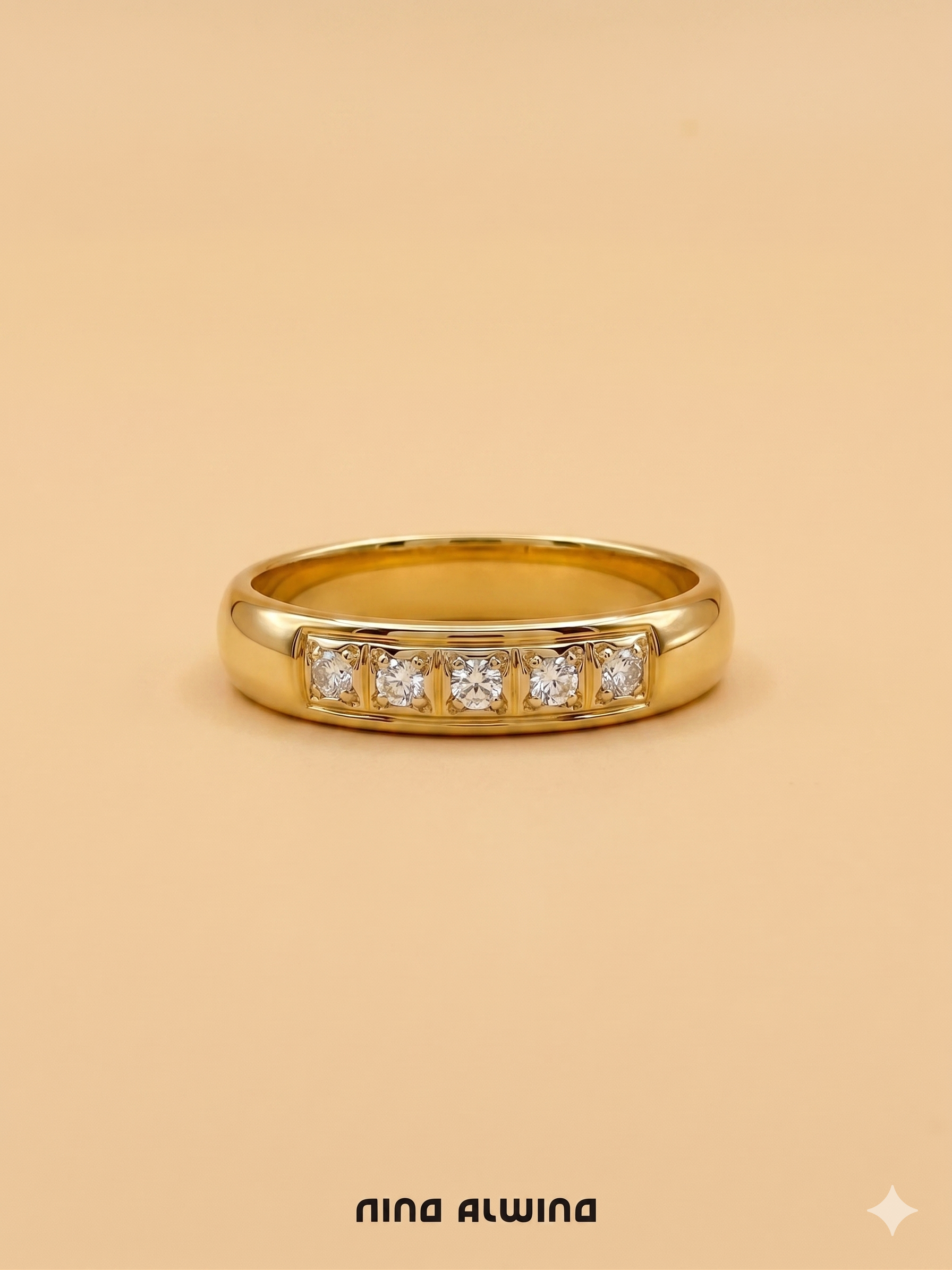 #892 14k Ring mit 5 Diamanten - RG 57
