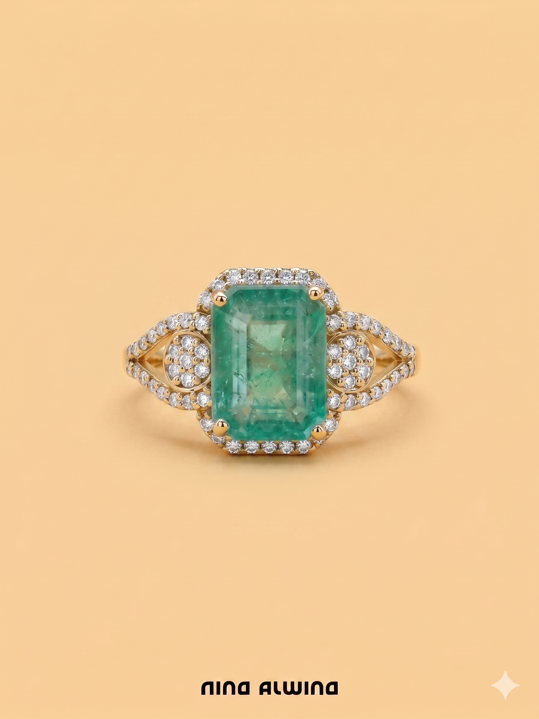 #1188 14k Ring with Pearls & Diamonds - Ring Size 58