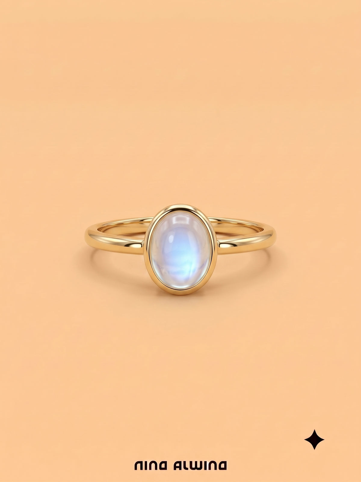 #1371 18k Ring mit Mondstein - RG 53
