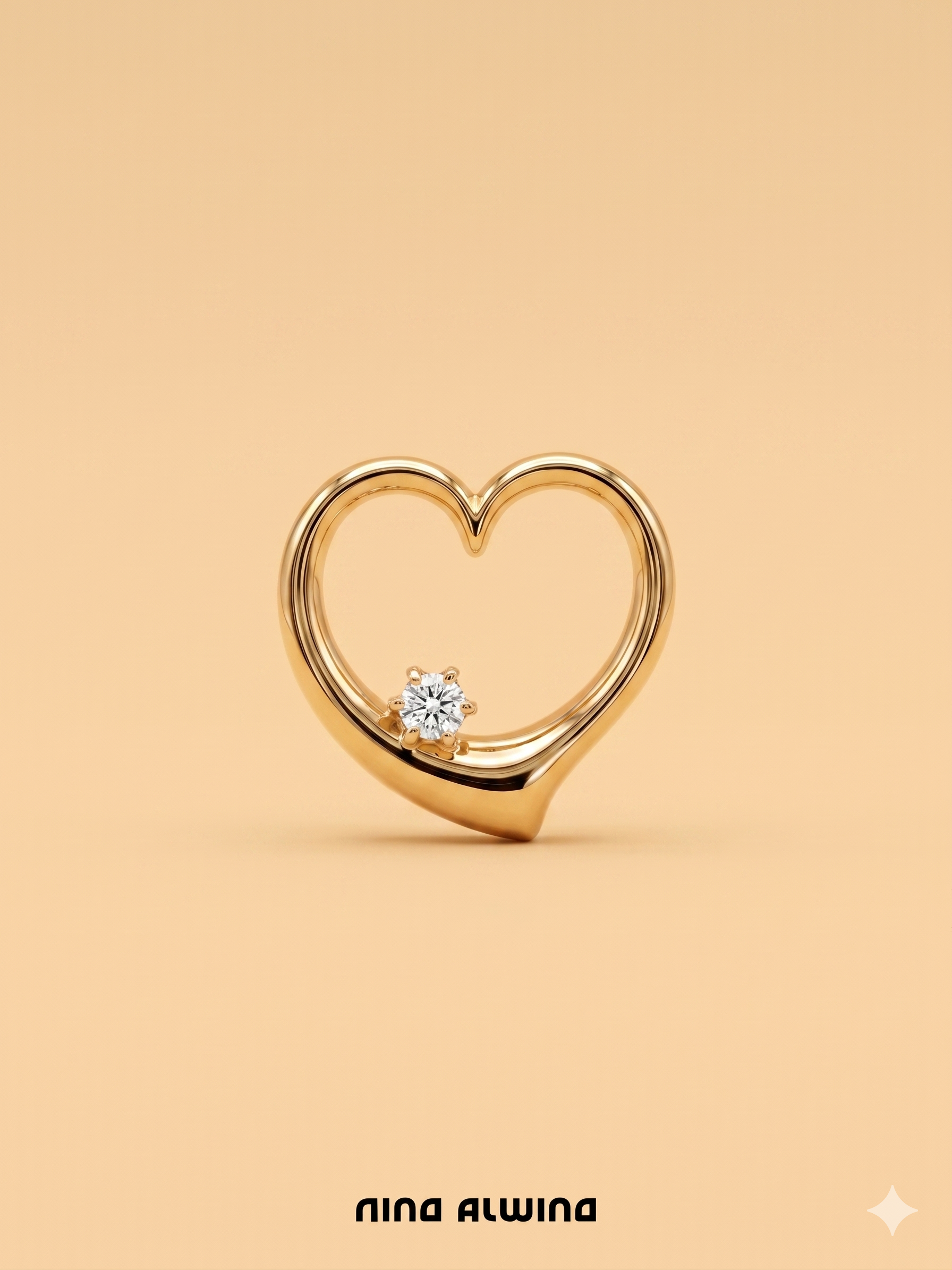 #978 8k Herz mit Diamant - 1.5cm