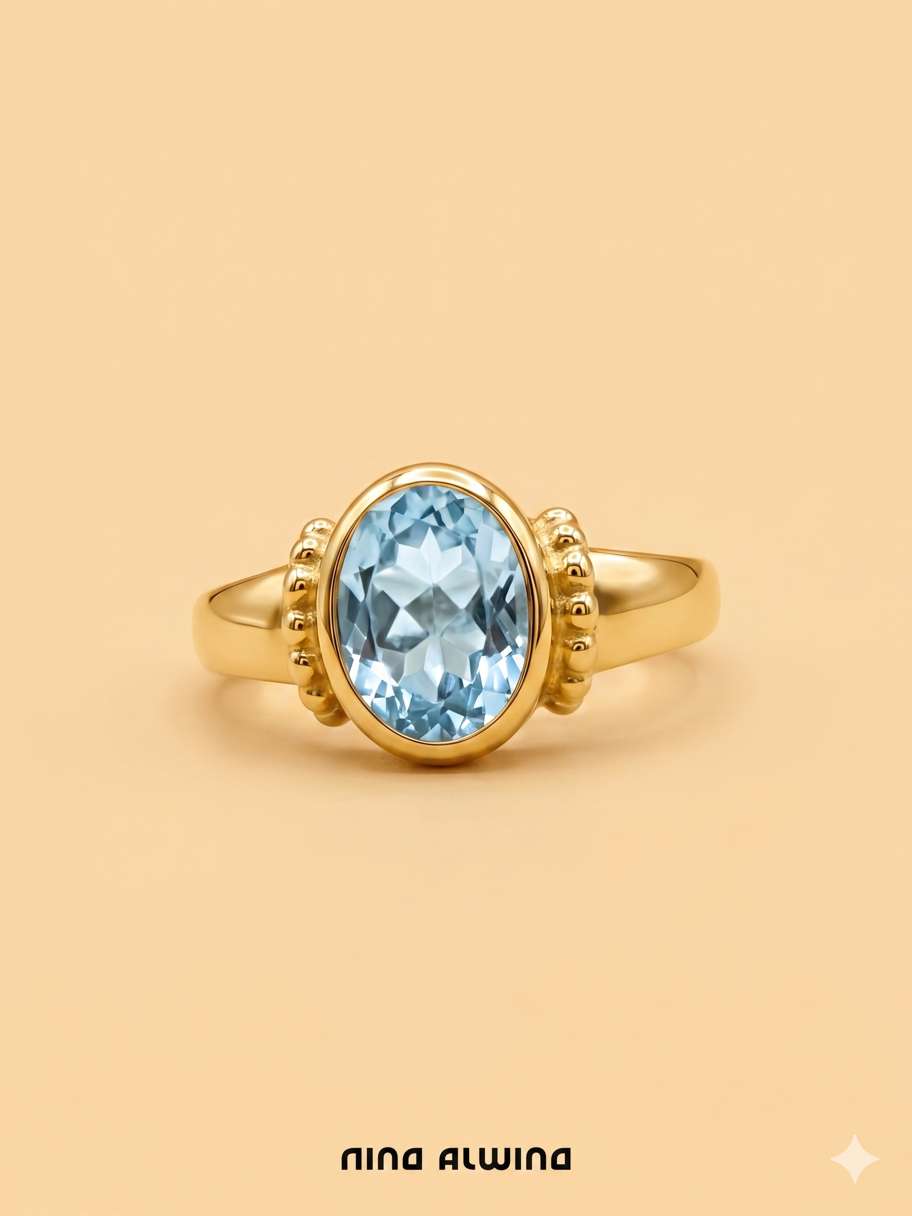 #711 8k Ring mit Aquamarin - RG 50