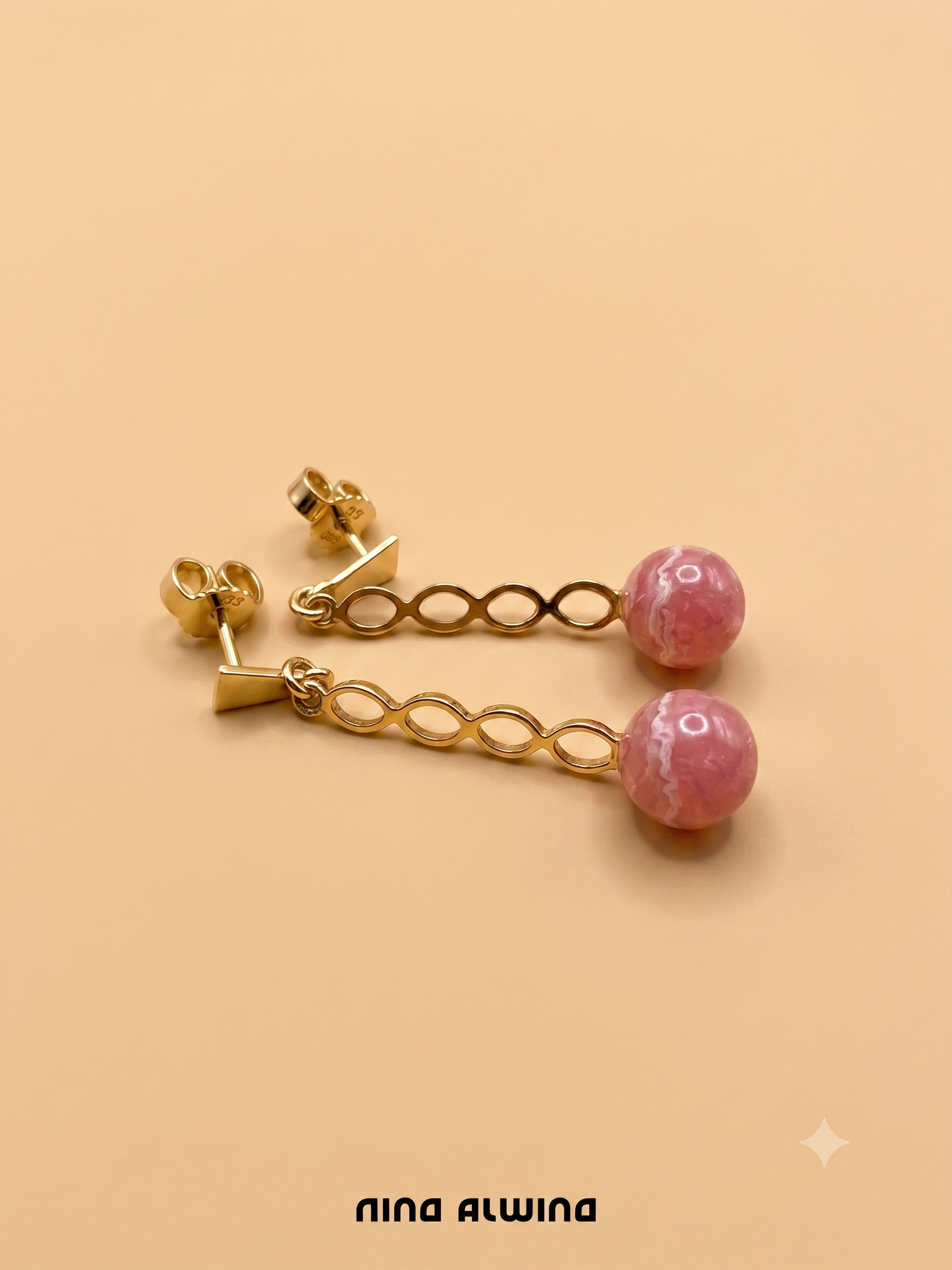 #1068 8k Ohrringe mit Rhodochrosit - 3.5cm