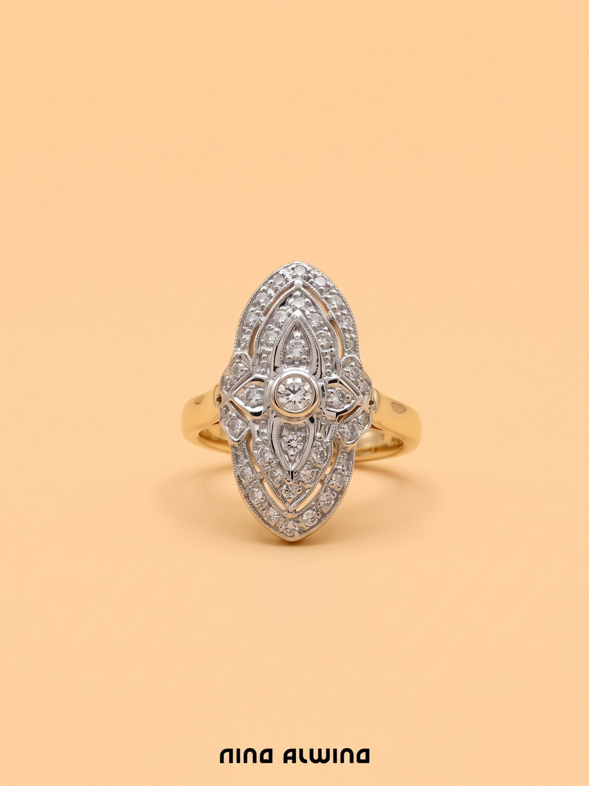 #1414 14k Ring mit 32 Diamanten - RG 54