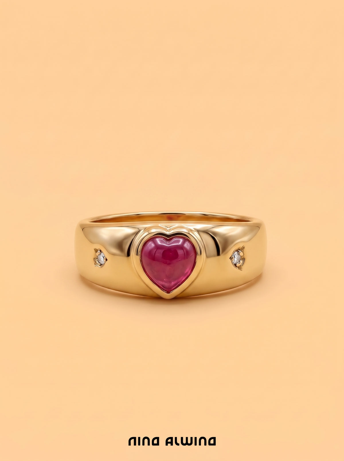 #1434 14k Ring mit Rubin & 2 Diamanten - RG 53