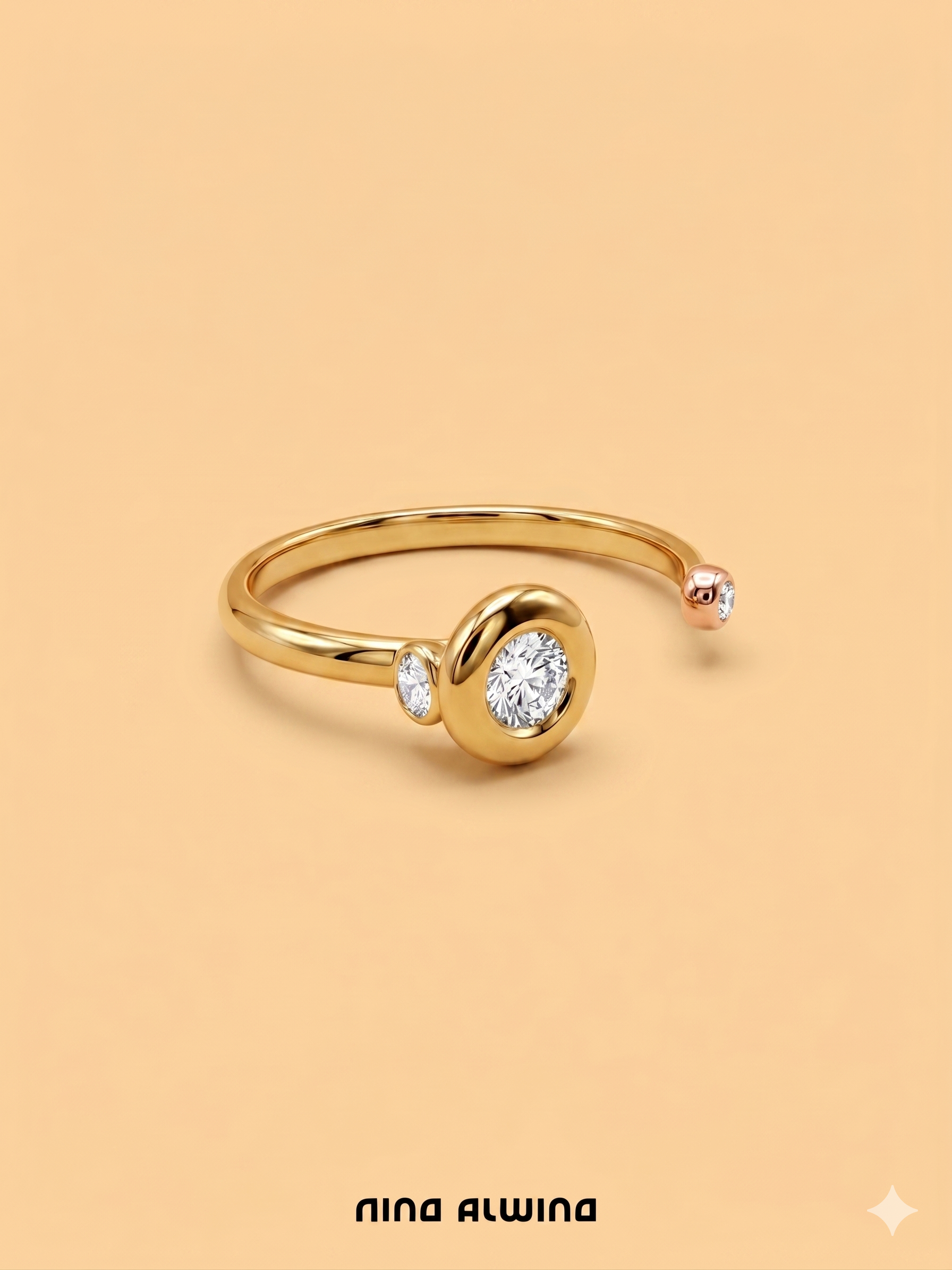 #987 14k Ring mit 3 Diamanten - RG 57