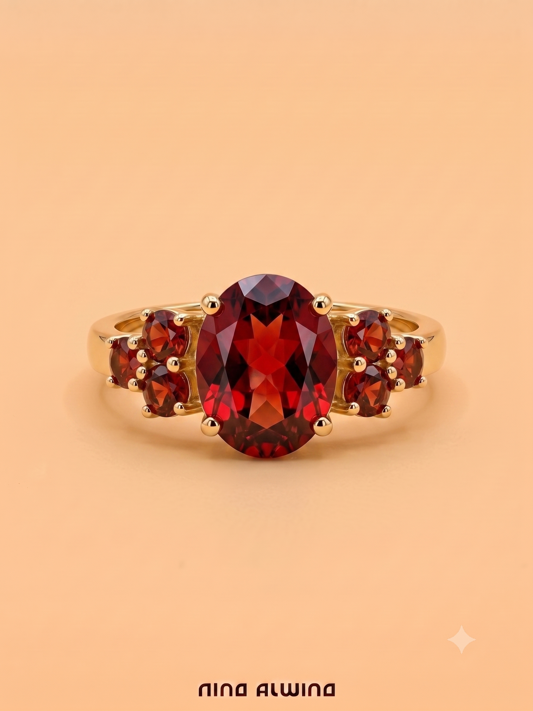 #1210 8k Ring mit Granat - RG 52