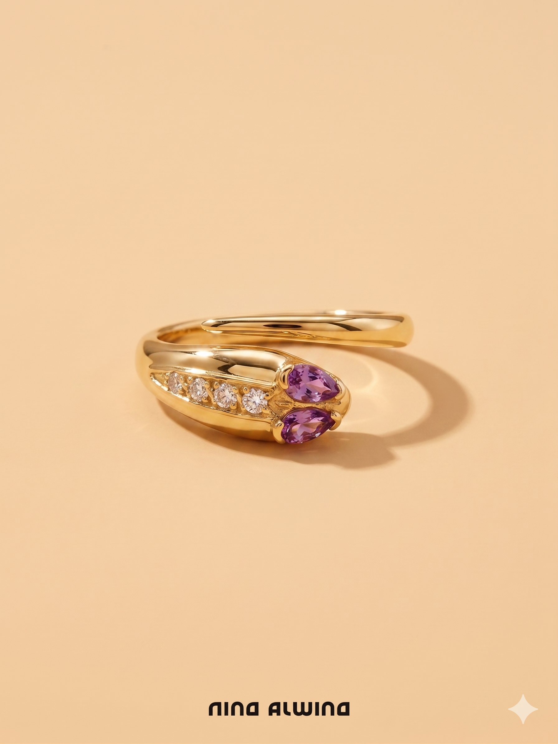 #913 14k Ring mit Rubinen & Zirkonen - RG 54