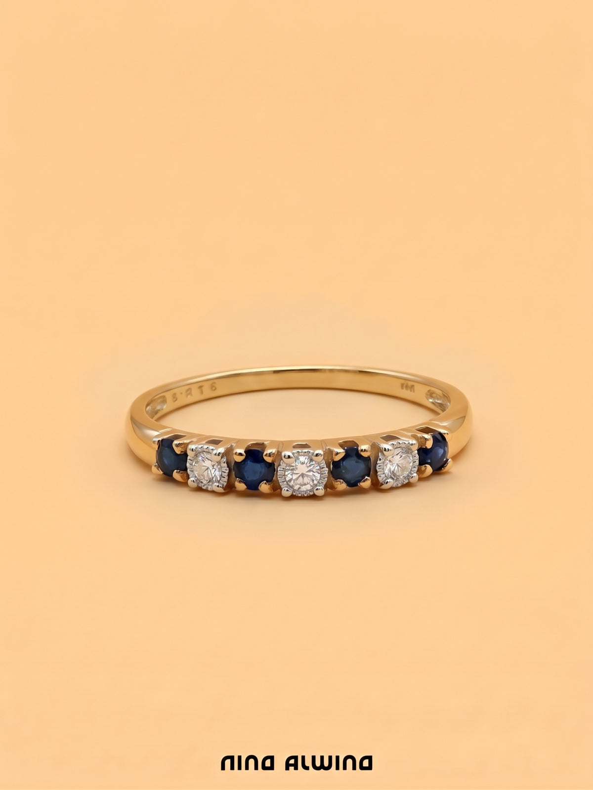 #1415 14k Ring mit Saphiren & Diamanten - RG 61
