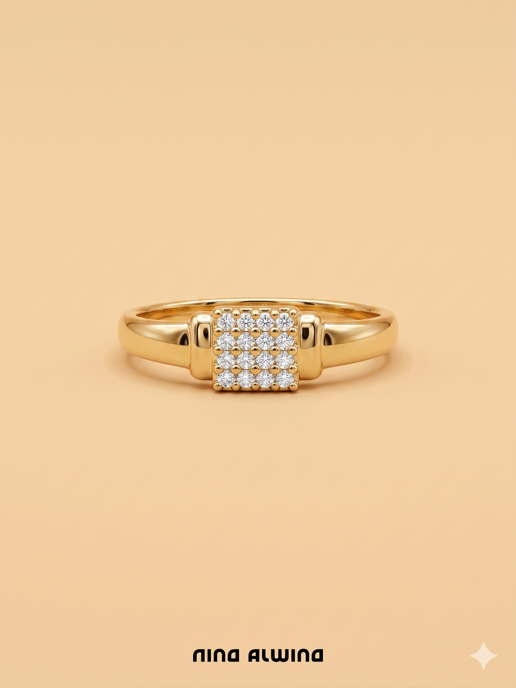 #855 14k Ring mit 16 Diamanten - RG 60