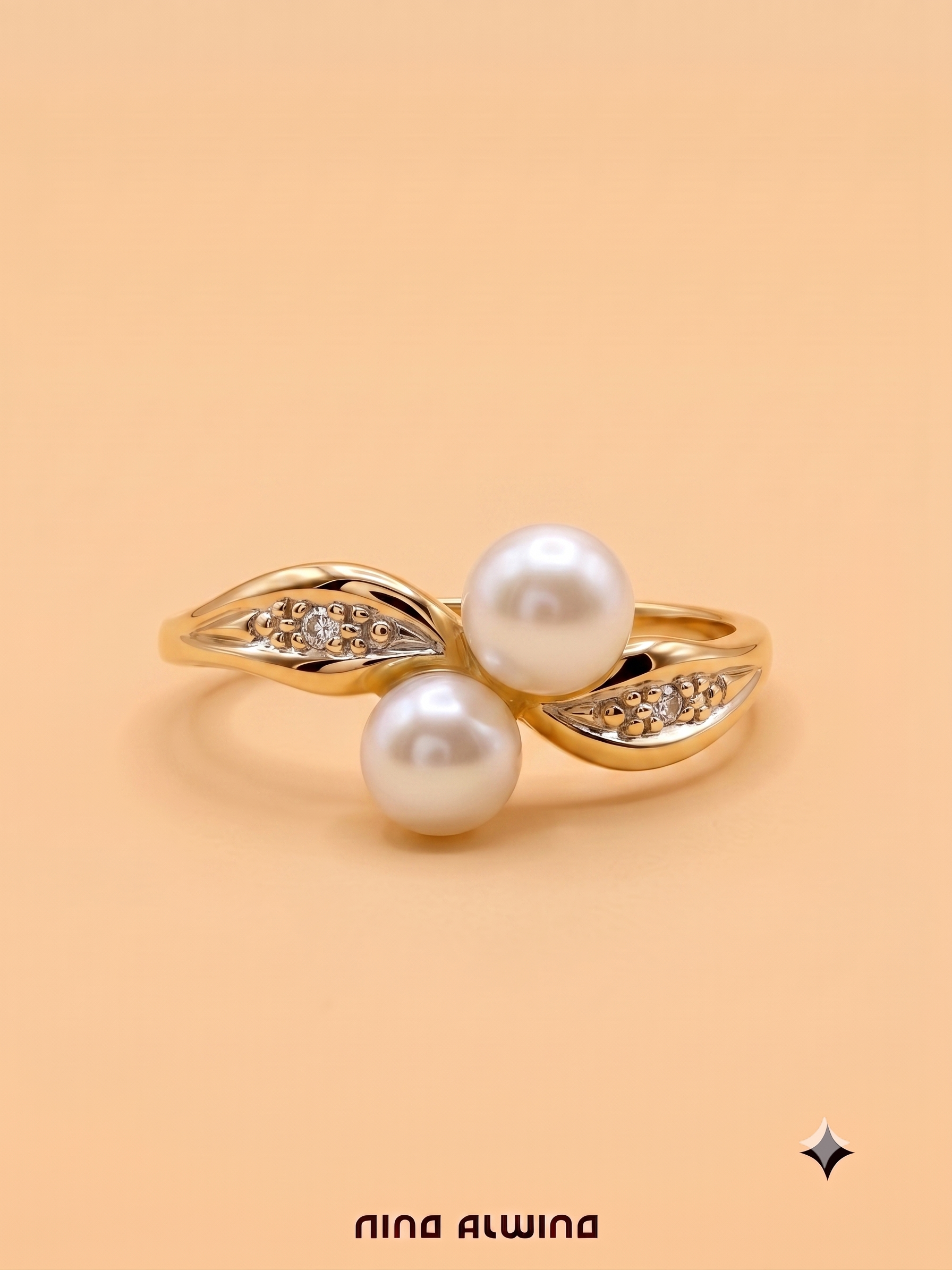 #1188 14k Ring mit Perlen & Diamanten - RG 58