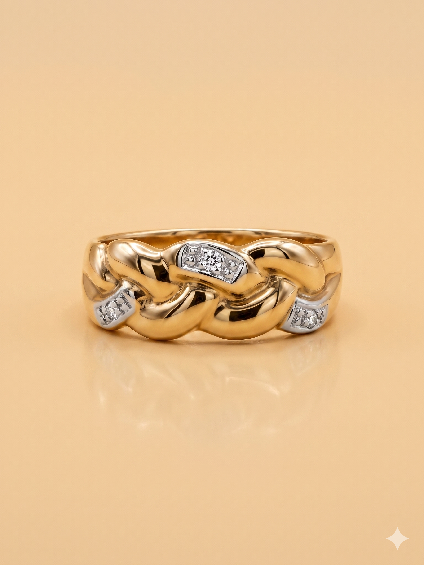 #526 Massiver 8k Ring mit 3 Diamanten - RG 50