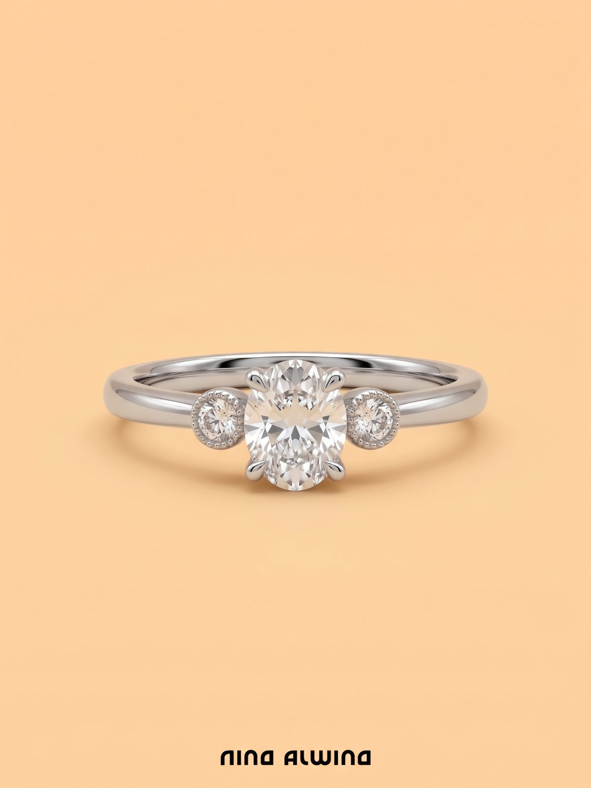 #1425 950 Platin Ring mit 3 Diamanten - RG 50