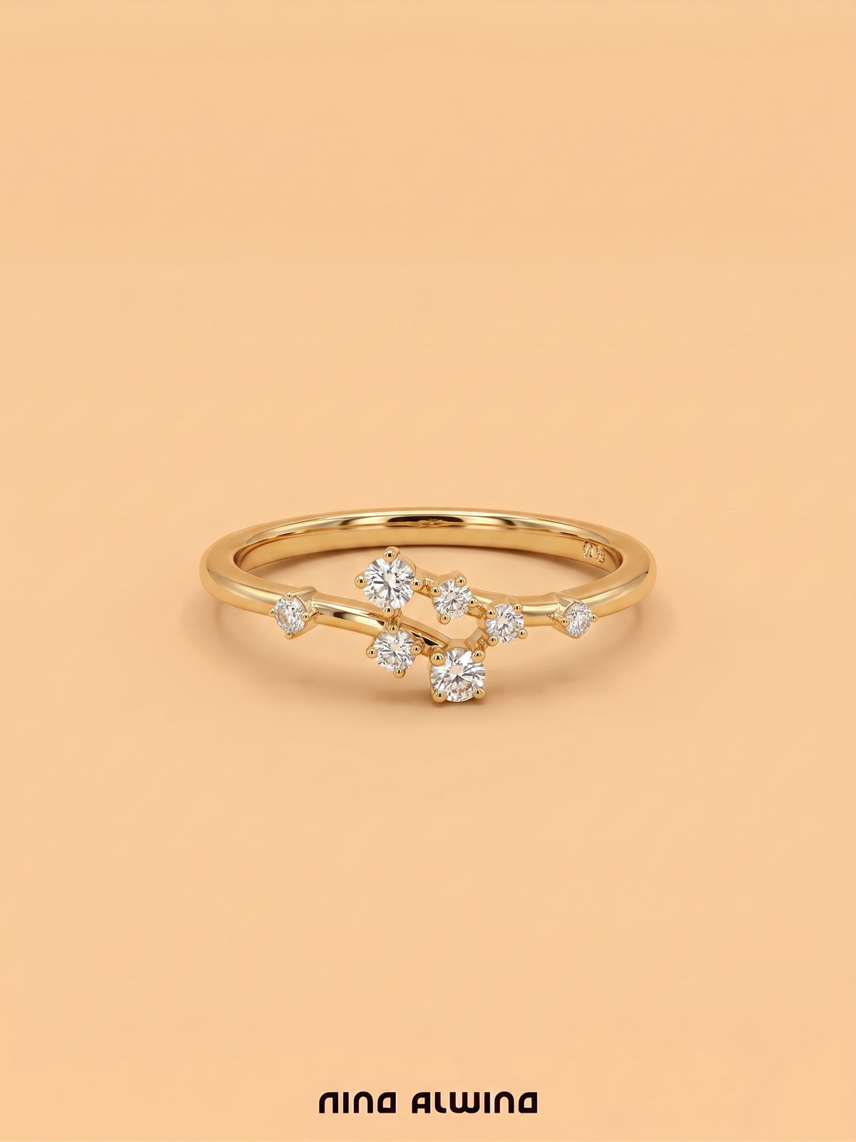 #1385 18k Ring mit 7 Diamanten - RG 48