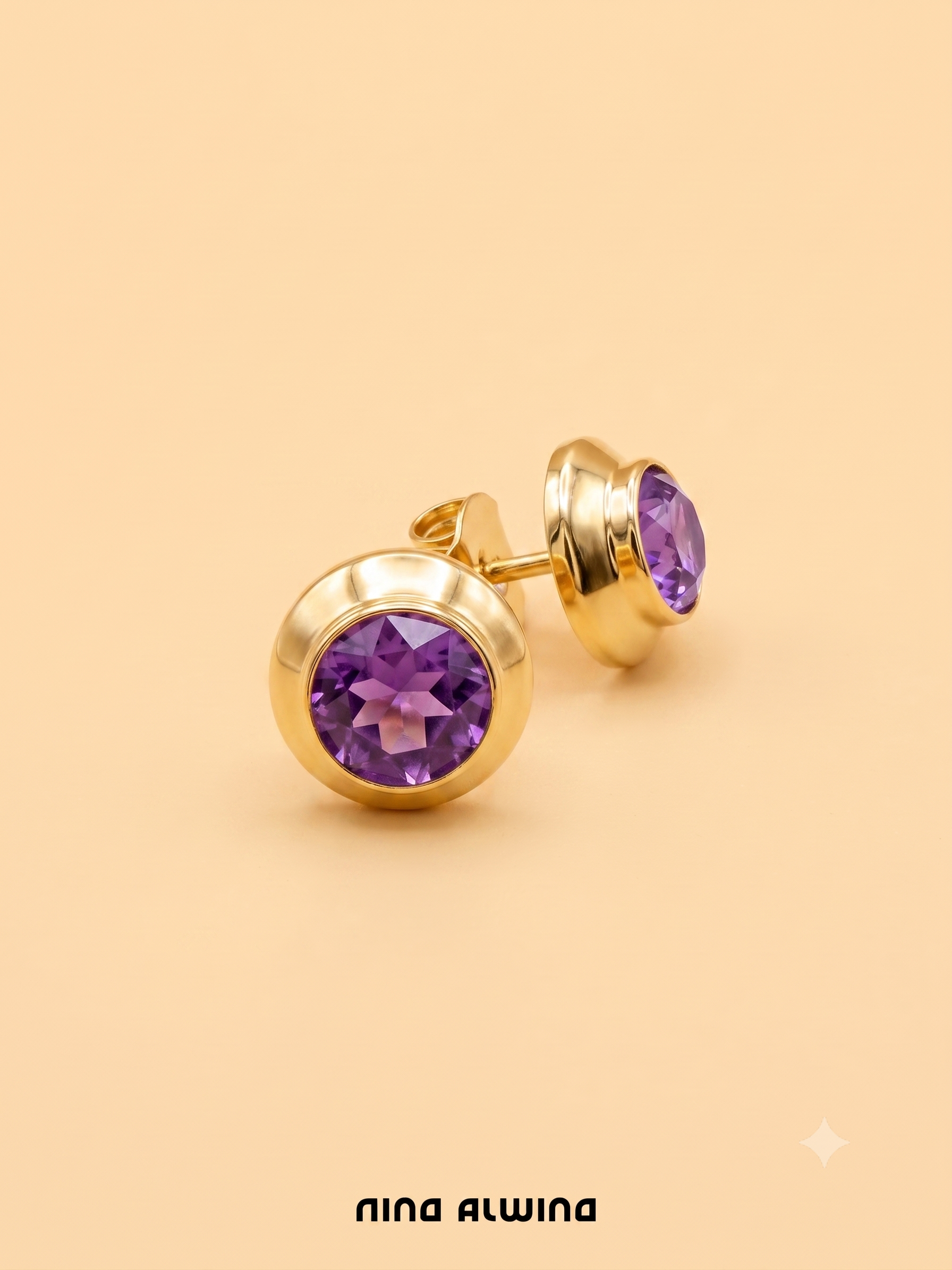 #1080 8k Ring Ohrringe mit Amethyst - 1cm