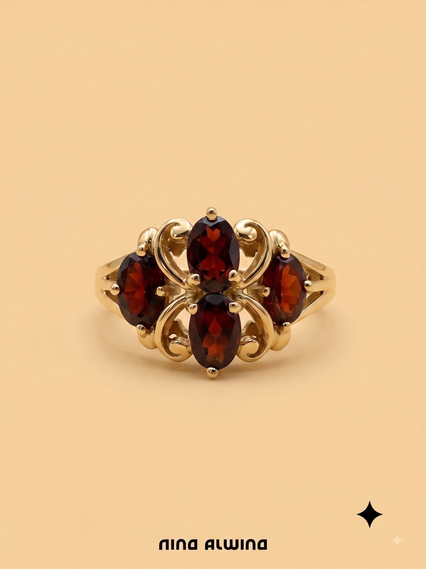 #1243 8k Ring mit Granat - RG 58