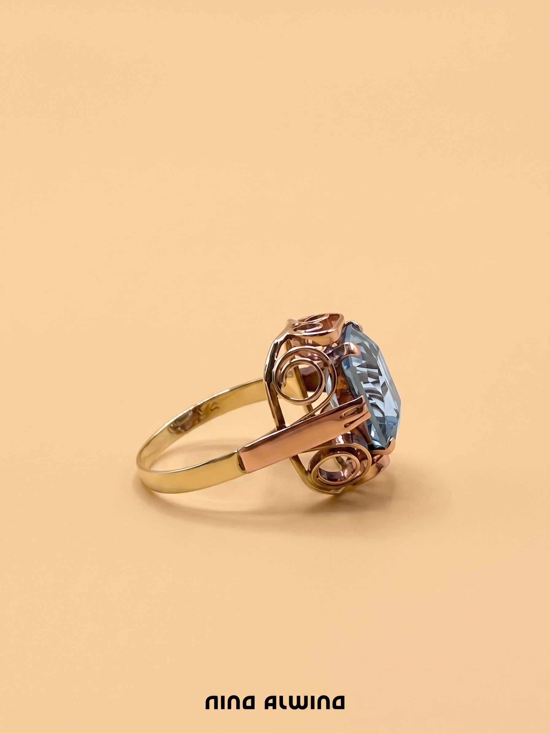 #1188 14k Ring with Pearls & Diamonds - Ring Size 58
