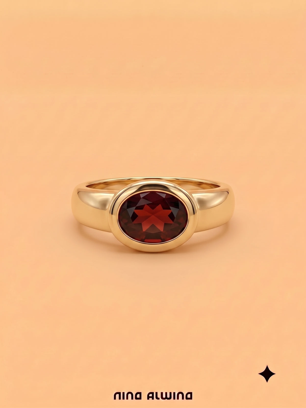 #1383 8k Ring mit Granat - RG 50