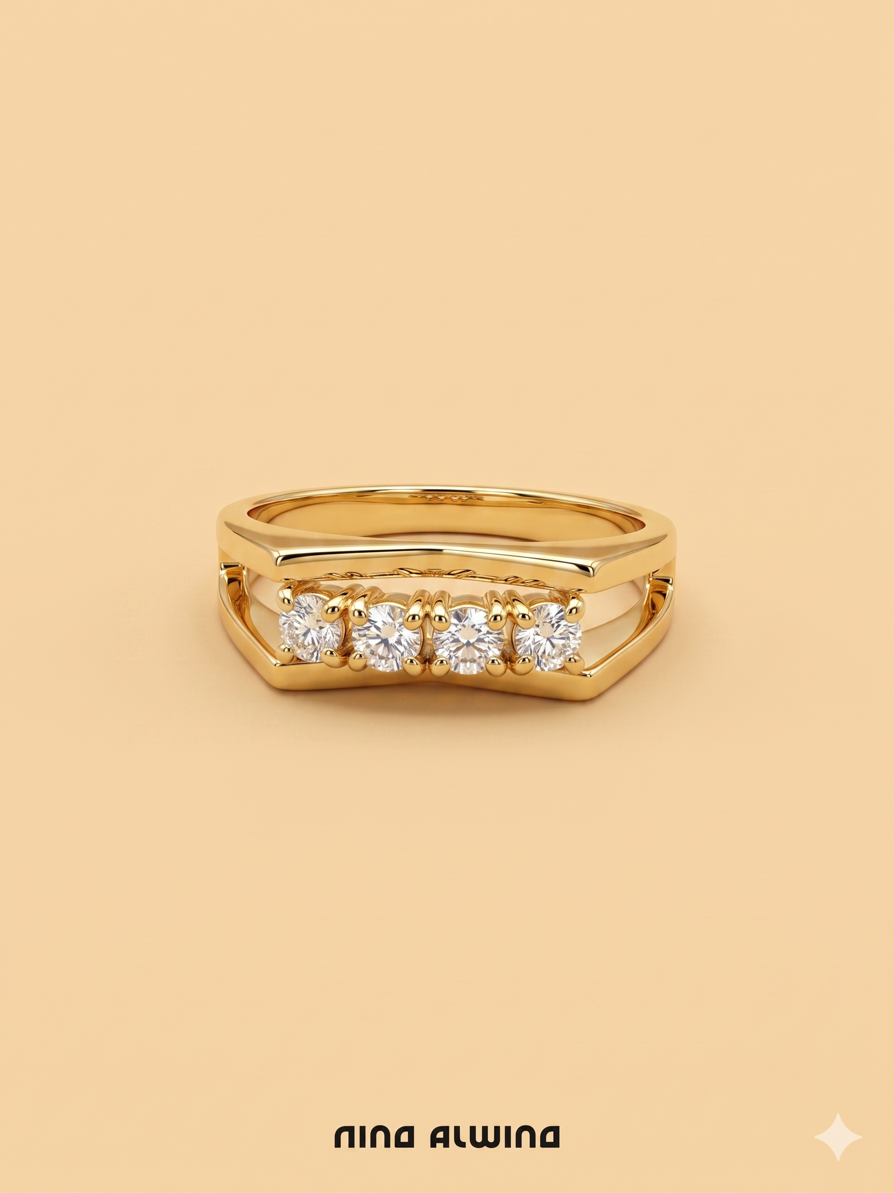 #1057 14k Ring mit 4 Diamanten - RG 58